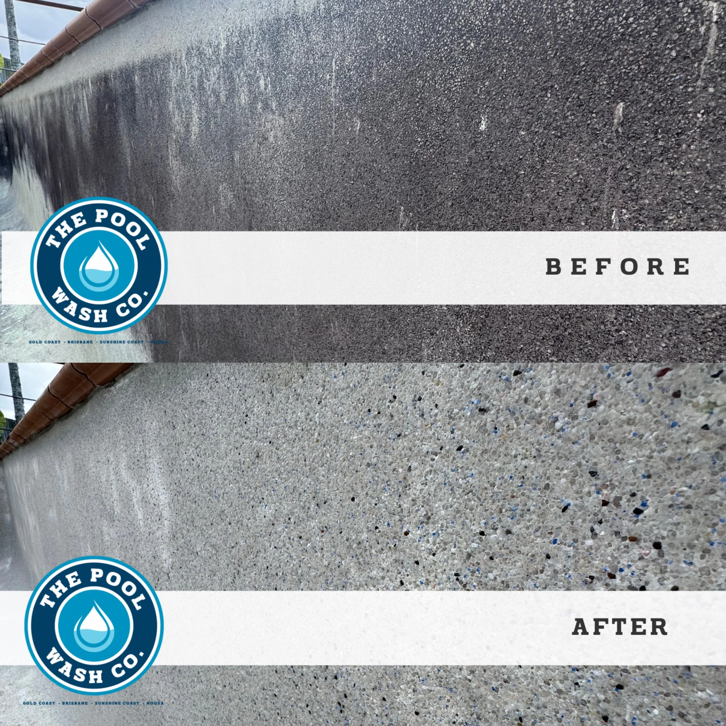 Pool Acid Washing and Stain Removal - Before and After - Sunshine Coast
