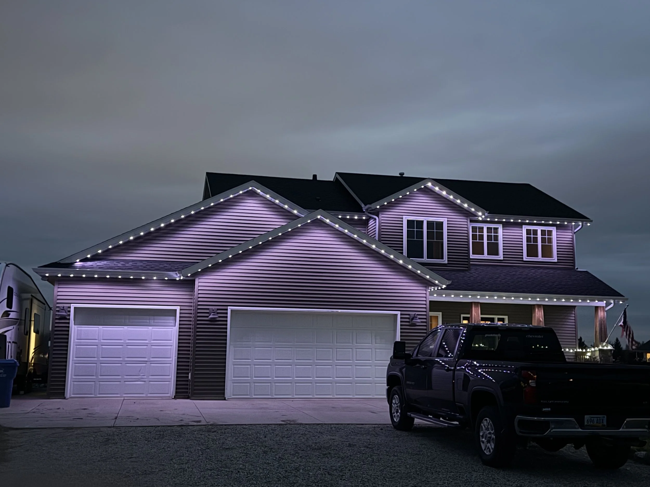 Proximity Point North Bismarck residence with professional roofline lighting