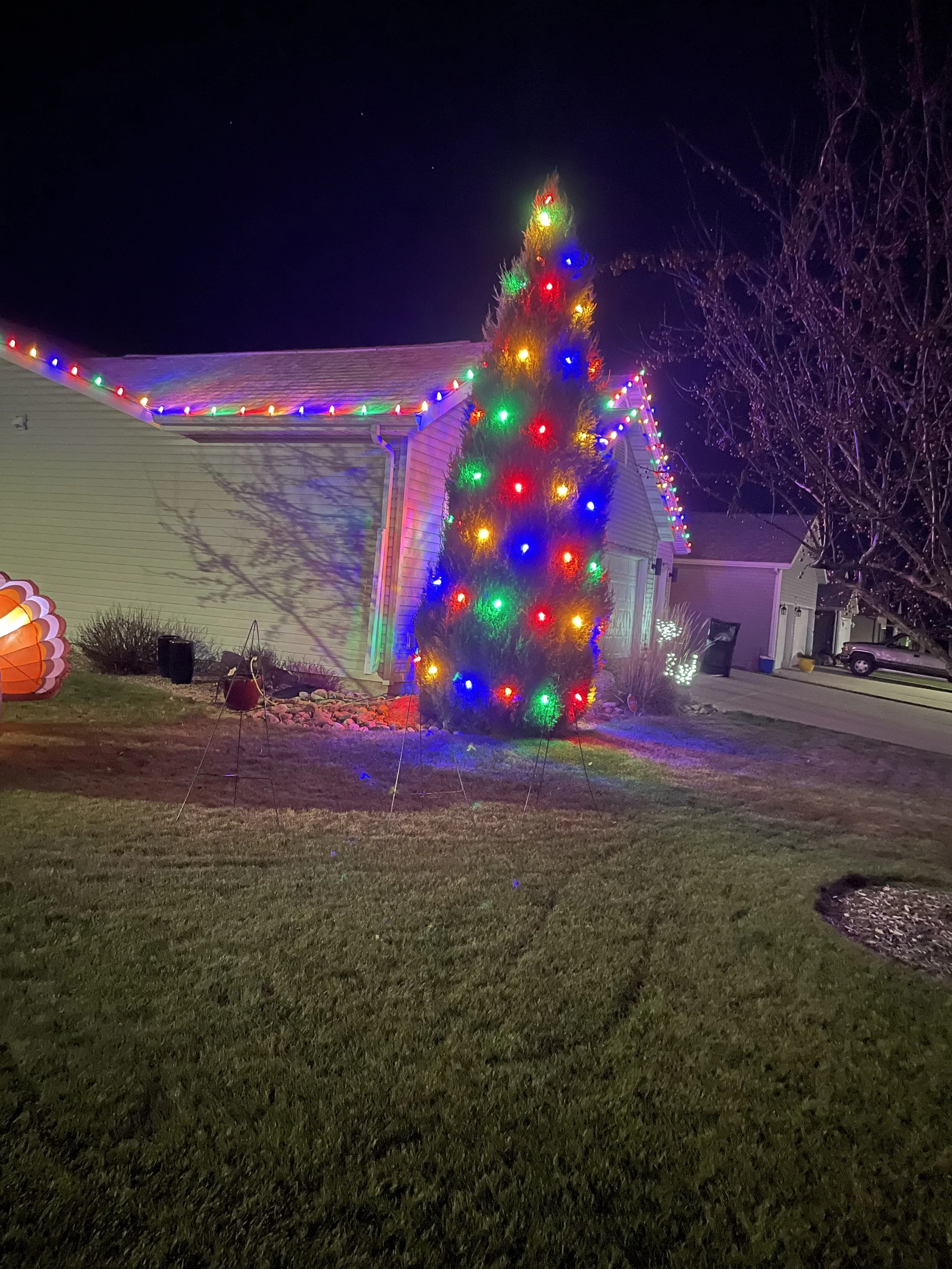 Holiday lighting installation near downtown Mandan North Dakota