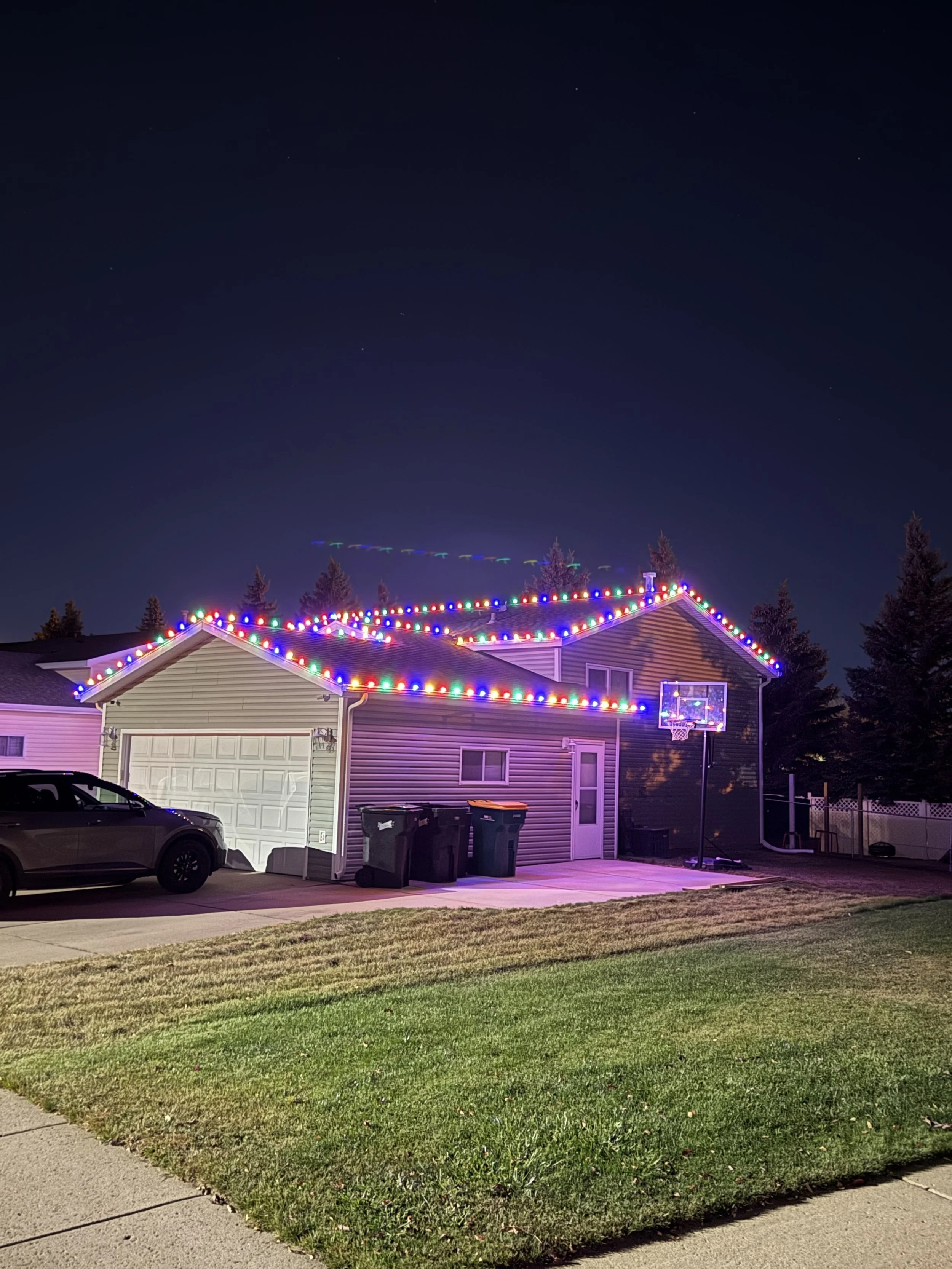 Christmas light installation on Mandan ND home in Lakewood neighborhood