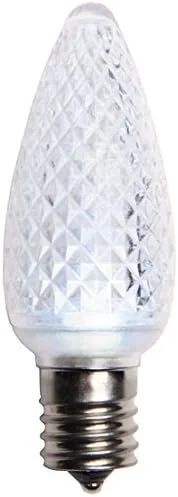 A white LED light bulb with a textured, diamond-patterned surface.