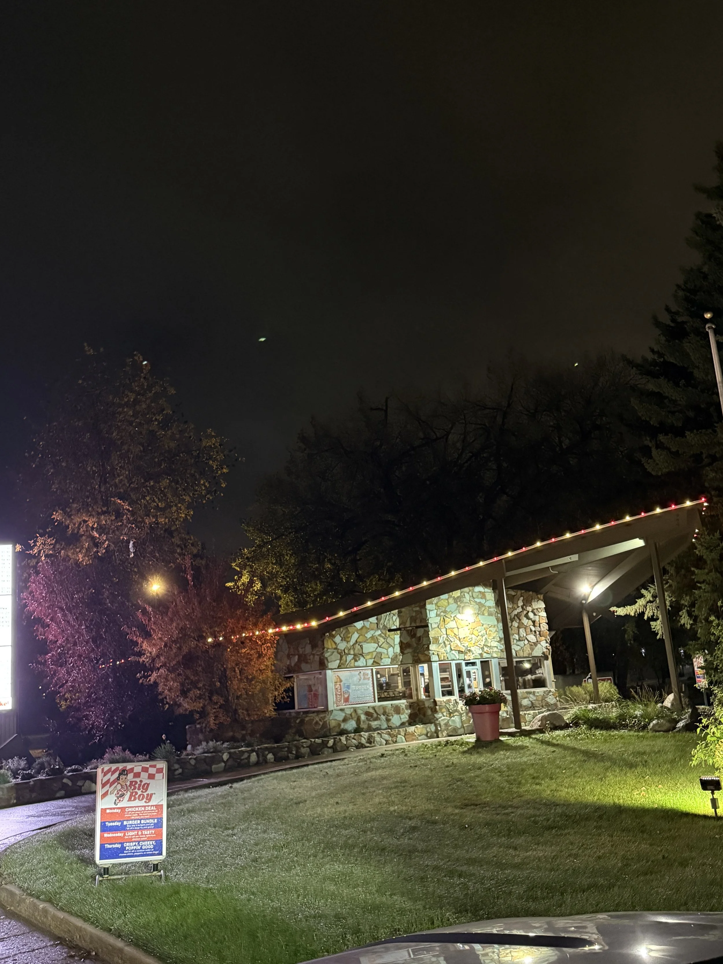 Professional Christmas lighting display on South Bismarck home at night