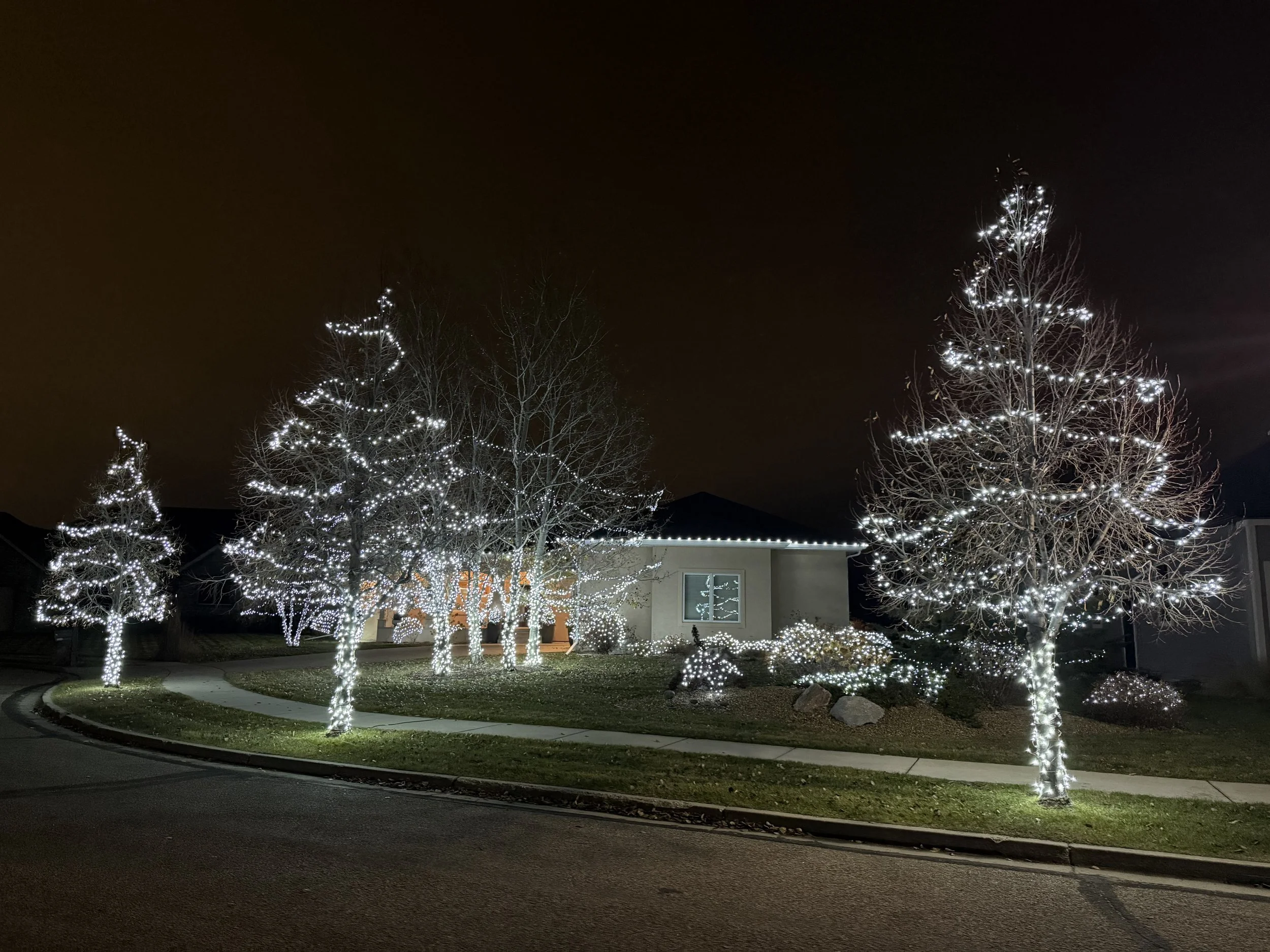 Christmas LED lighting on South Bismarck residential home