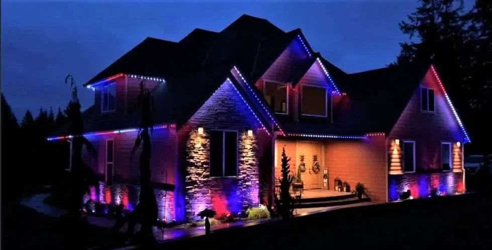 Southbay neighborhood residence with custom permanent outdoor lighting