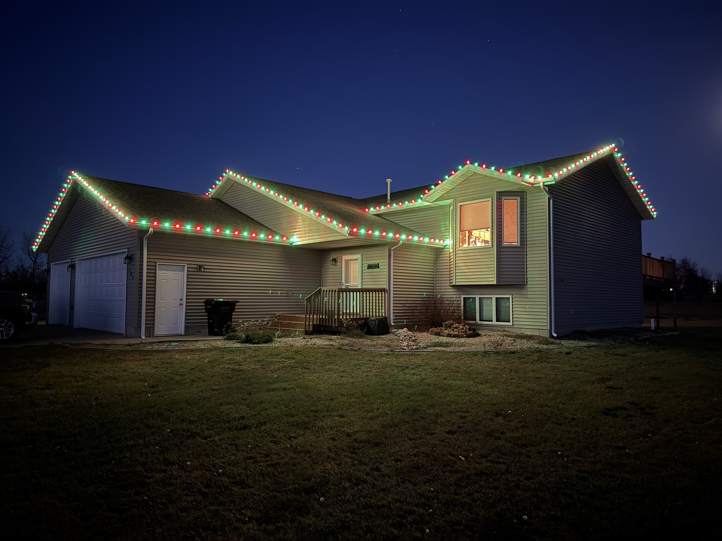 Christmas lighting on Mandan ND home