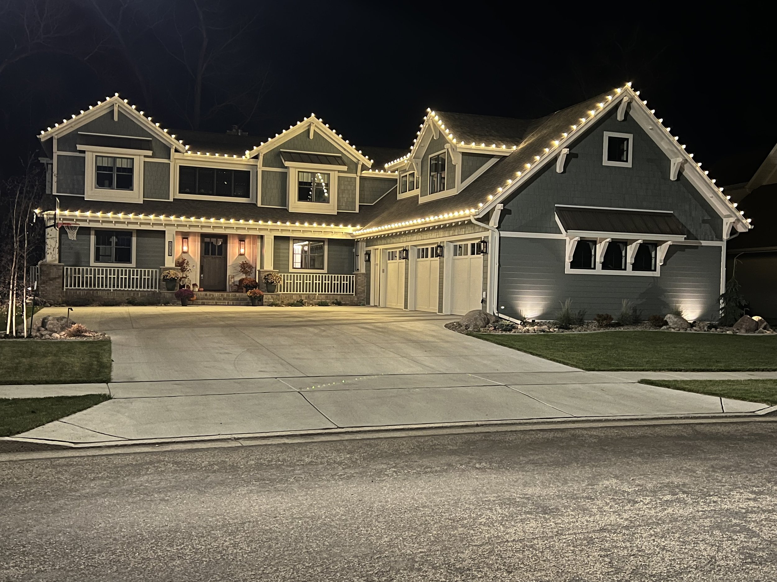 Christmas light installation on South Bismarck home in Southridge neighborhood