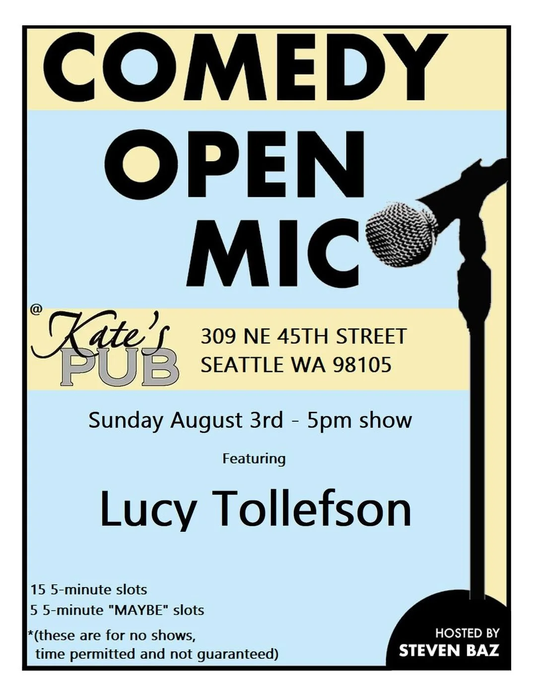 Comedy Open Mic at Kate's Pub