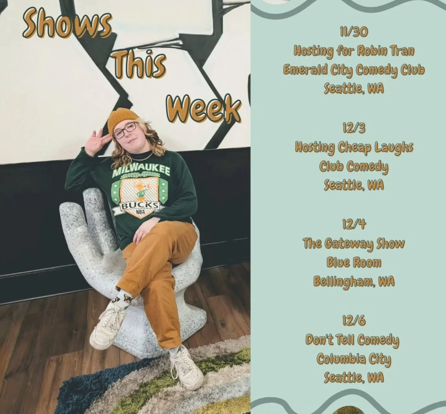 Where you can find me telling jokes this week!! 

#comedian #comedyshow #comedyclub
