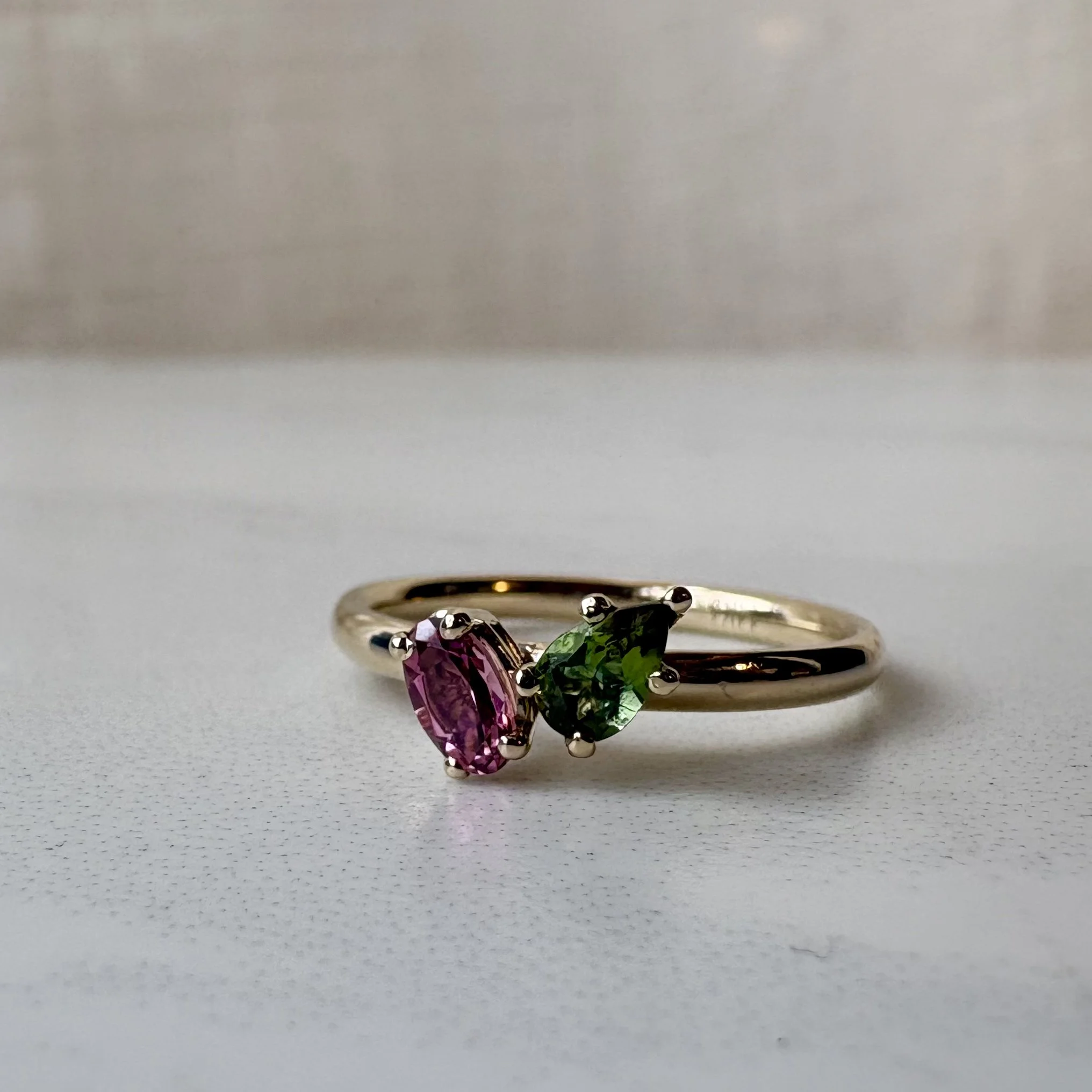 Tourmaline Toi et Moi Gold Ring