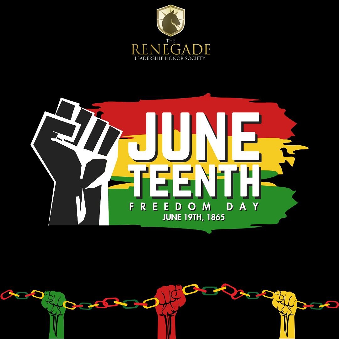 The Renegade Leadership Honor Society wishes you a Happy Juneteenth! ❤️💚🖤
Today, we celebrate freedom, honor the strength of Black communities, and reflect on the ongoing journey toward justice and equality. #Juneteenth #FreedomDay #RenegadeLeaders