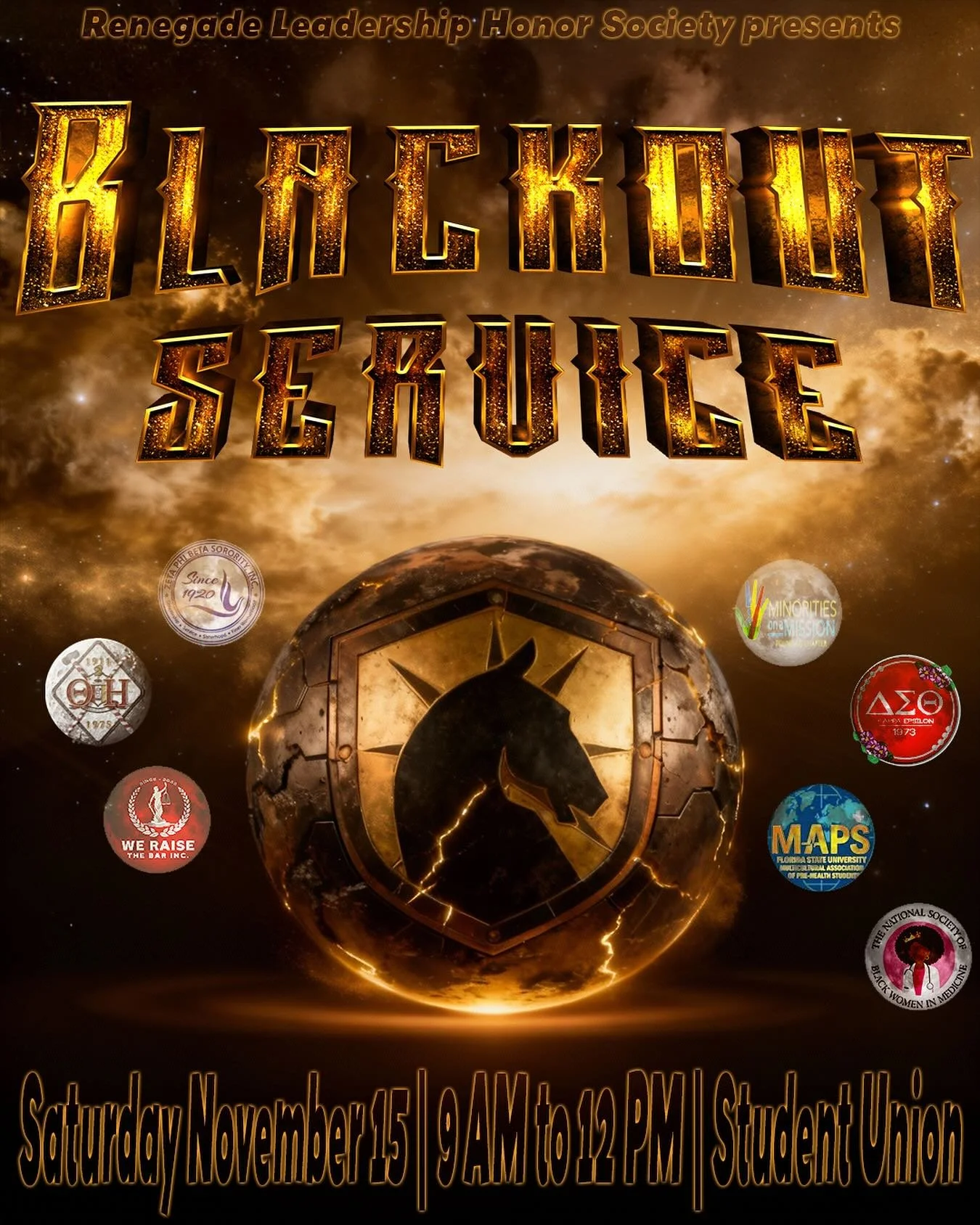 Join us this Saturday as we continue our commitment to serving the Tallahassee Community! 

The Renegade Leadership Honor Society is teaming up with various organizations for our 2025 Blackout community service event. Let&rsquo;s make a difference to