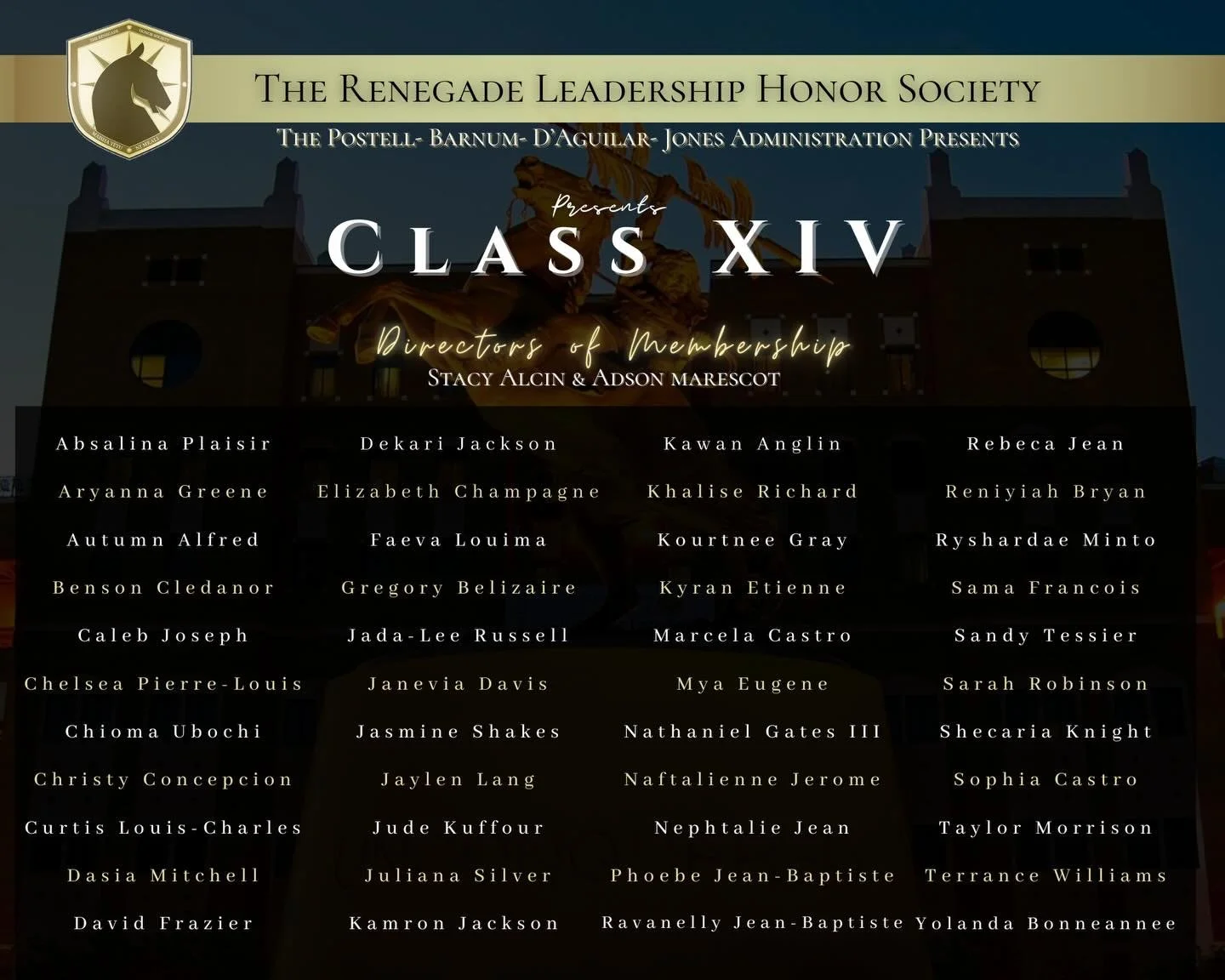 INTRODUCING CLASS XIV📣

The Renegade Leadership Honor Society congratulates our newest members for this prestigious achievement! These leaders have been selected for their passion and dedication to our University. Thank you for being a part of the l