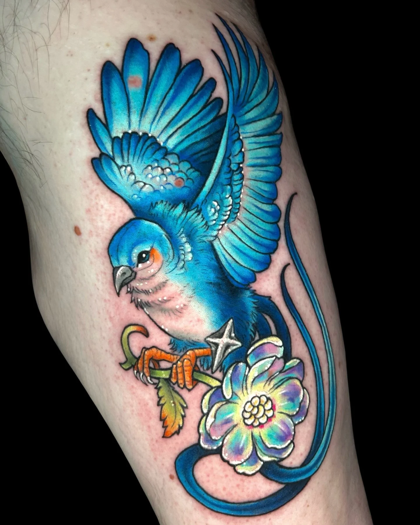 Starbird and Elpis Flower ✨

Super neat custom Final Fantasy XIV tattoo I got to do this past week! Thank you so much Trevor for taking the trip to get here and trusting me with this piece ✨

I&rsquo;m always down for more stuff like this! 

#milwauk