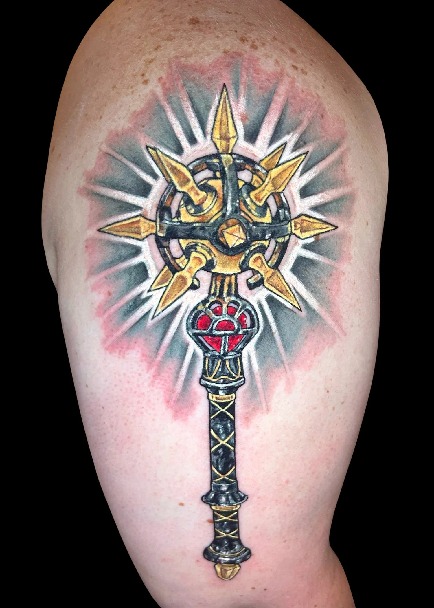 Zephyr oddzephyr_Baldur's Gate 3 Tattoo Milwaukee Wisconsin Color Tattoo Videogame light of lathander.jpg