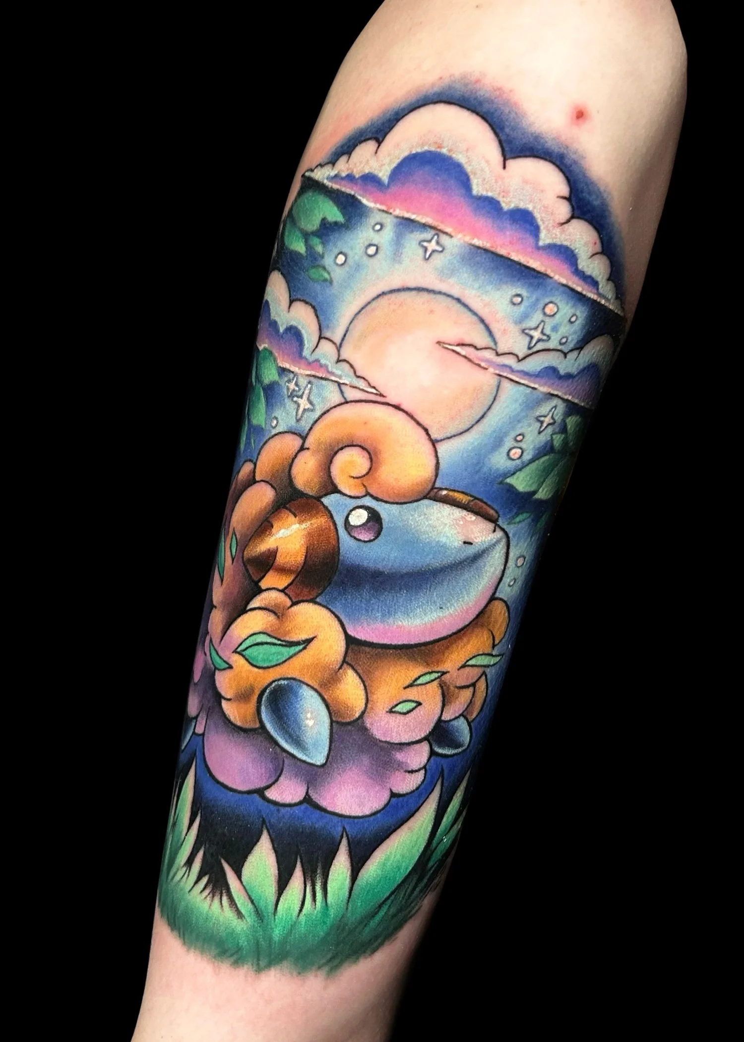 Zephyr oddzephyr_ Mareep Tattoo Milwaukee Wisconsin Color Tattoo Videogame Pokemon.jpg