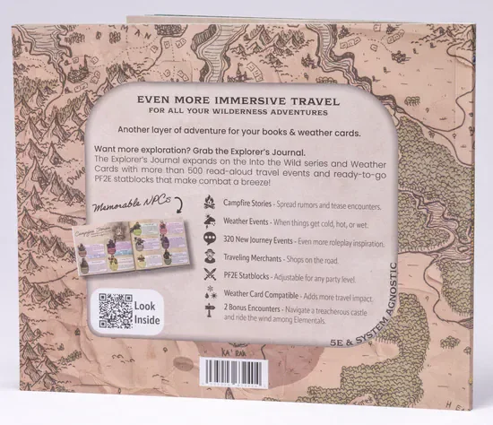 The journal includes tales and rumors told by flavorful NPCs, traders, extra stat blocks, events, and two bonus encounters from supporters.