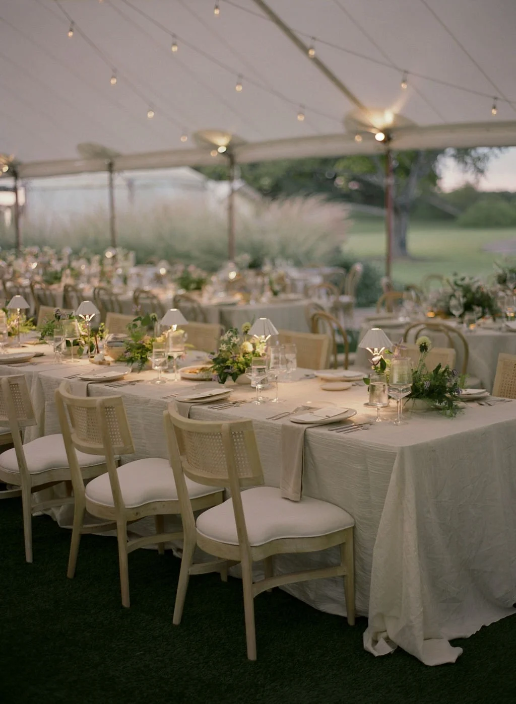 Elegant Sailcloth Tent Wedding Neutral Tablescape Design