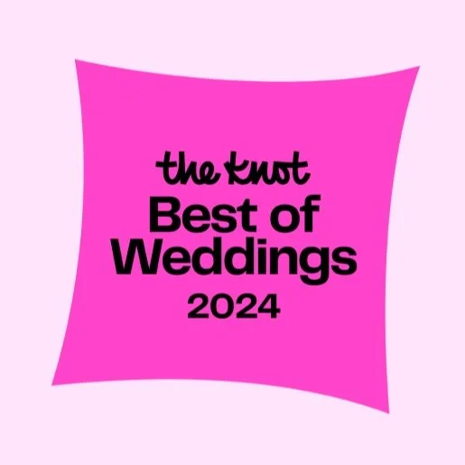 Pink background with black text that reads 'the Knot Best of Weddings 2024'