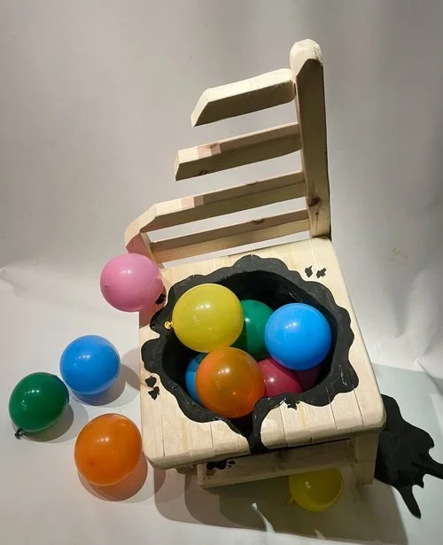 2x4 wood planks - balloons - paint - oops!