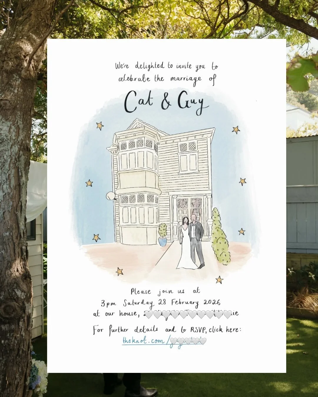 Invitations from a very special wedding in Wellington! Cat &amp; Guy&rsquo;s ceremony took place at their beautiful home, with celebrations continuing down the hill at their local rugby club rooms. I&rsquo;m so in love with the photos of the beautifu