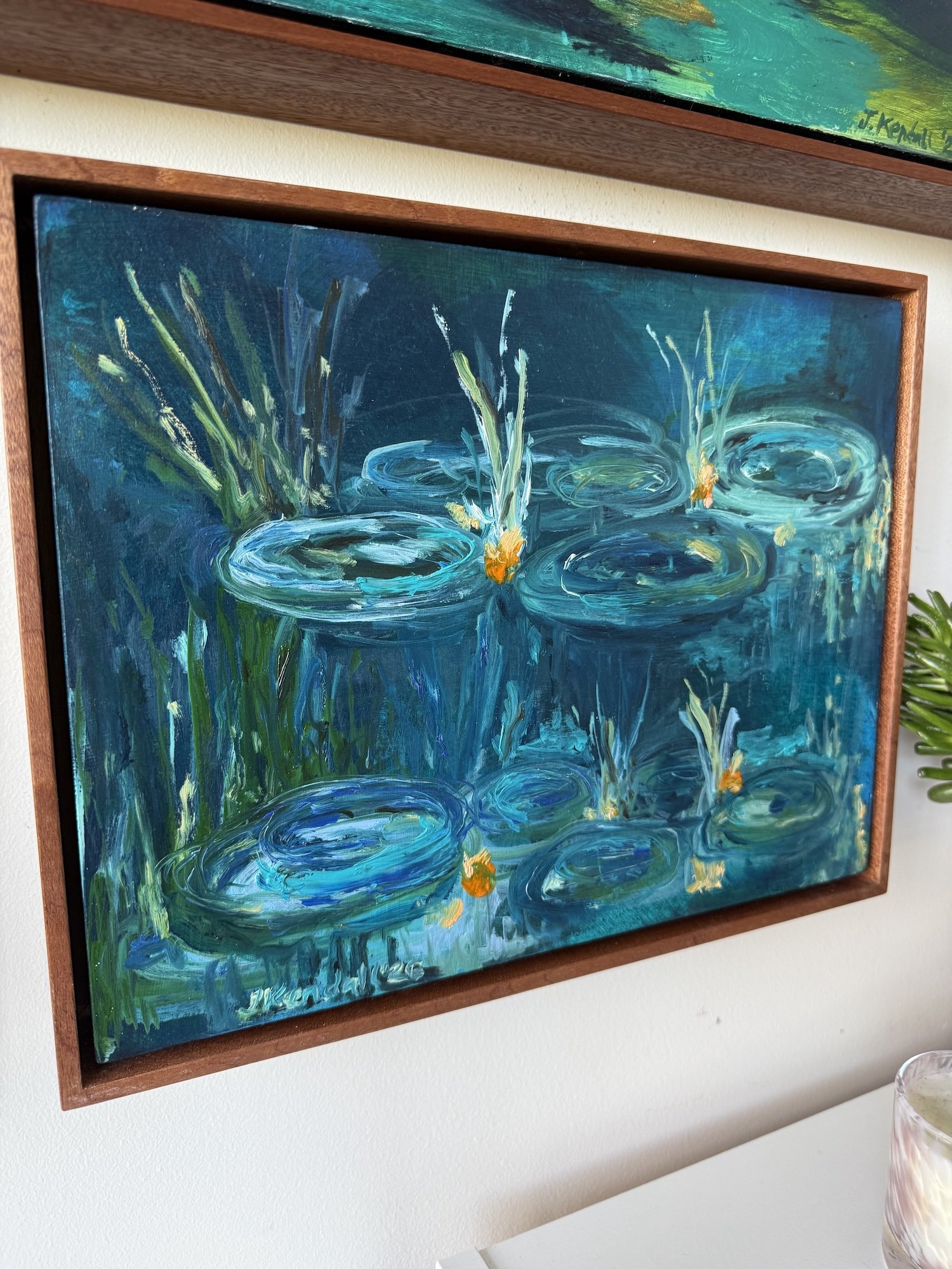 framed water lily painting - original oil painting - jodi kendall.jpeg