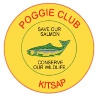 Poggie Club Kitsap logo featuring a salmon with the text 'Save Our Salmon, Conserve Our Wildlife'.