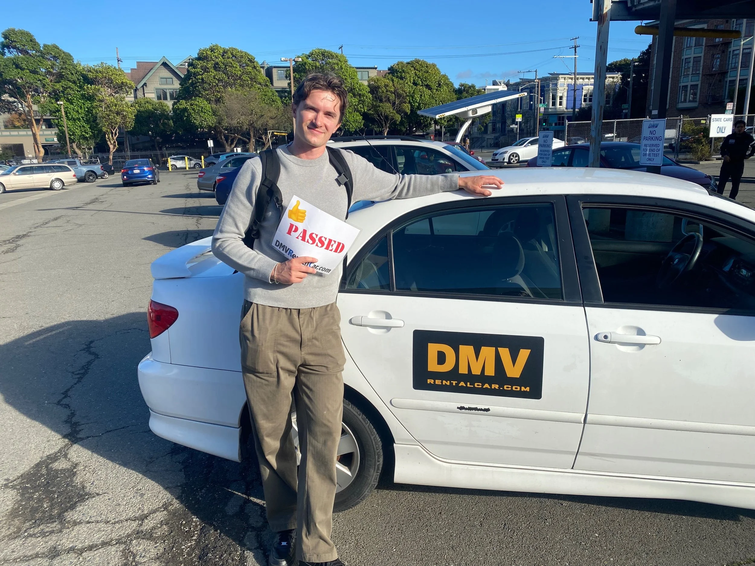 Customer passed the behind-the-wheel exam in San Jose with our car rental support.