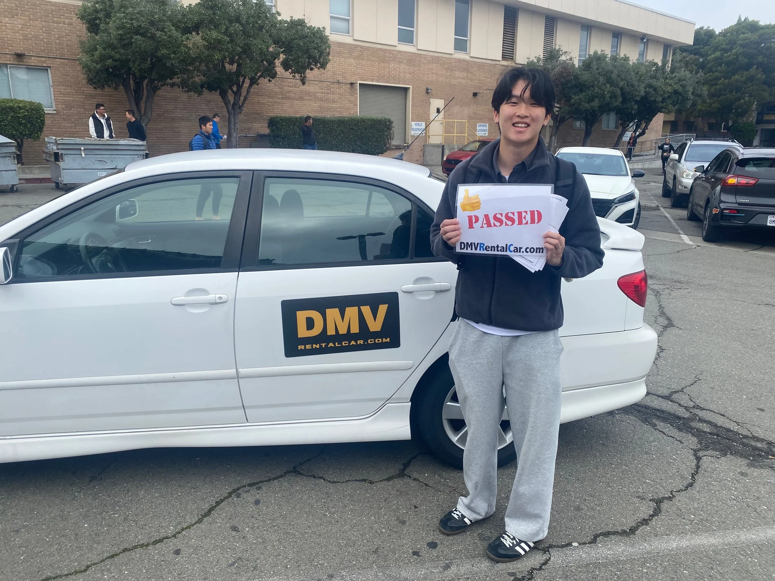 Successful DMV drive test in Oakland with our DMV-approved rental vehicle.