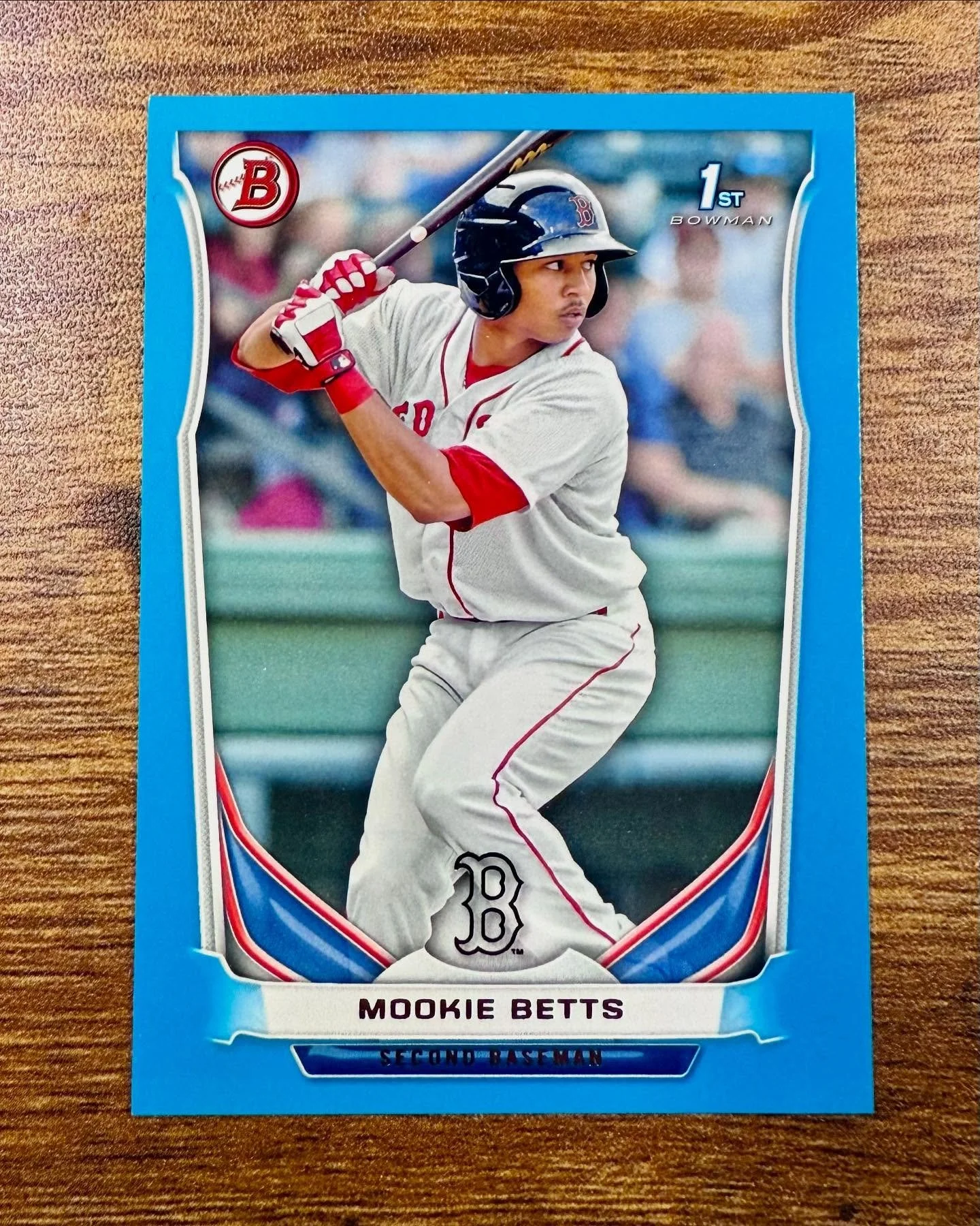 Time for letter &lsquo;B&rsquo; of the alphabetized subset of my PC. 13 cards, card 1: 2014 bowman blue border Mookie Betts /500. Bought this back in 2020 thinking he was on a #hof trajectory for $11. Still want the chrome auto version as an upgrade!