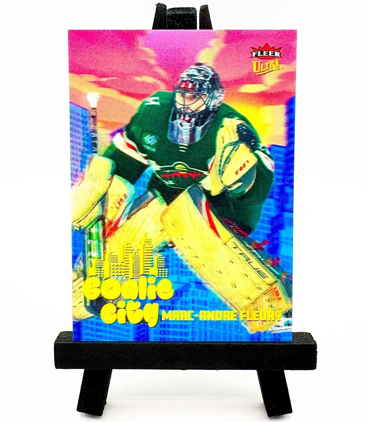 2023-34 Fleer Ultra Marc-Andre Fleury Goalie City SSP Depth Lenticular Insert

When it comes to fun and unique inserts, Fleer Ultra is a set that sits towards the top amongst all the sets we release. My buddy Pat, who built this set, made sure to inc