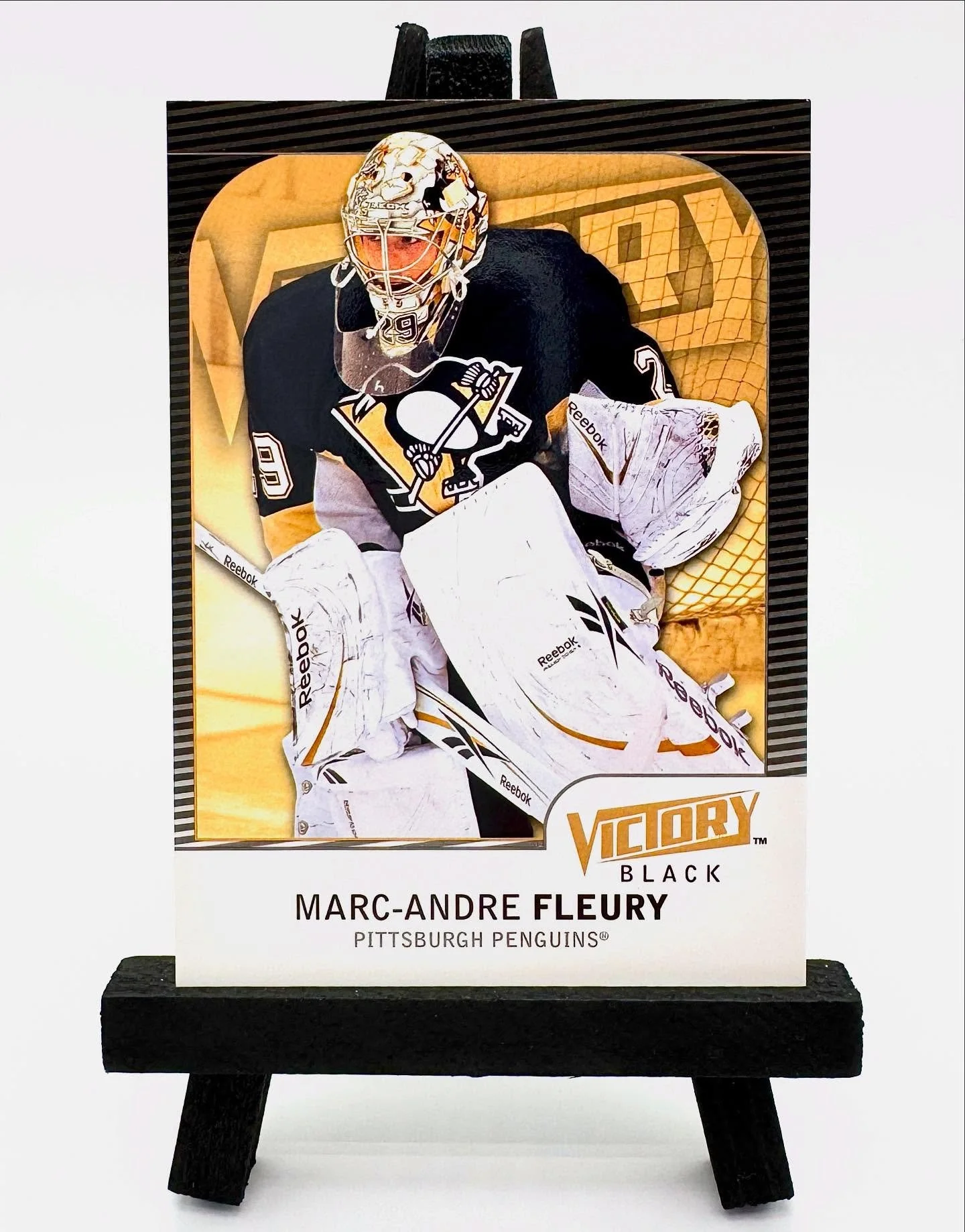 2009-10 Victory Marc-Andre Fleury Black SSP 

Card #7 off the wantlist has been crossed off!  Not only that, but the seller had the jumbo version for sale also.  I had a chance at this card years ago and the seller was asking $100. Thankfully my wait
