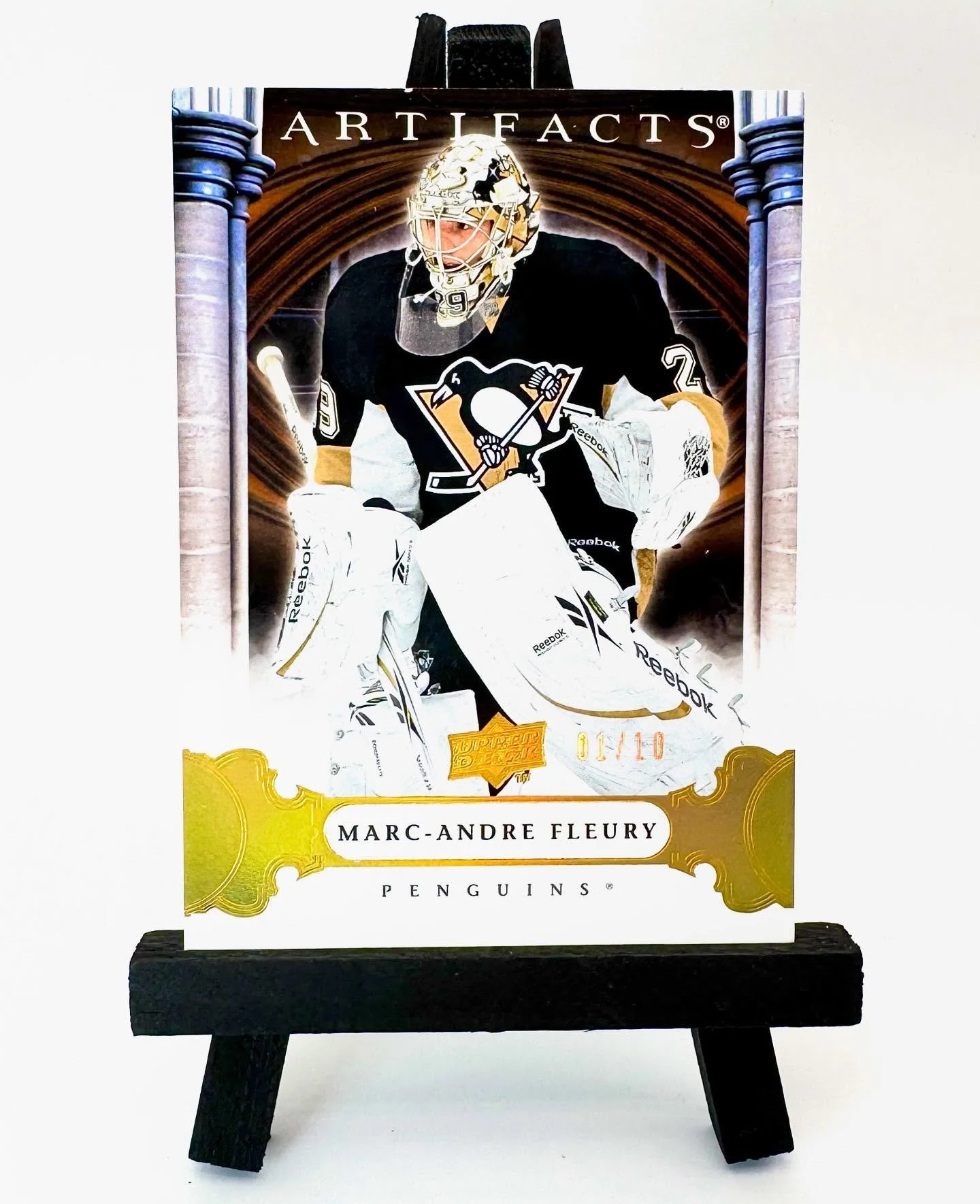 2009-10 Upper Deck Artifacts Marc-Andre Fleury Gold Spectrum /10 

Any card that&rsquo;s 10 years or older with a print run of 10 or less is more or less a card that&rsquo;s you shouldn&rsquo;t expect to find a copy of. Nevertheless, I found this bea