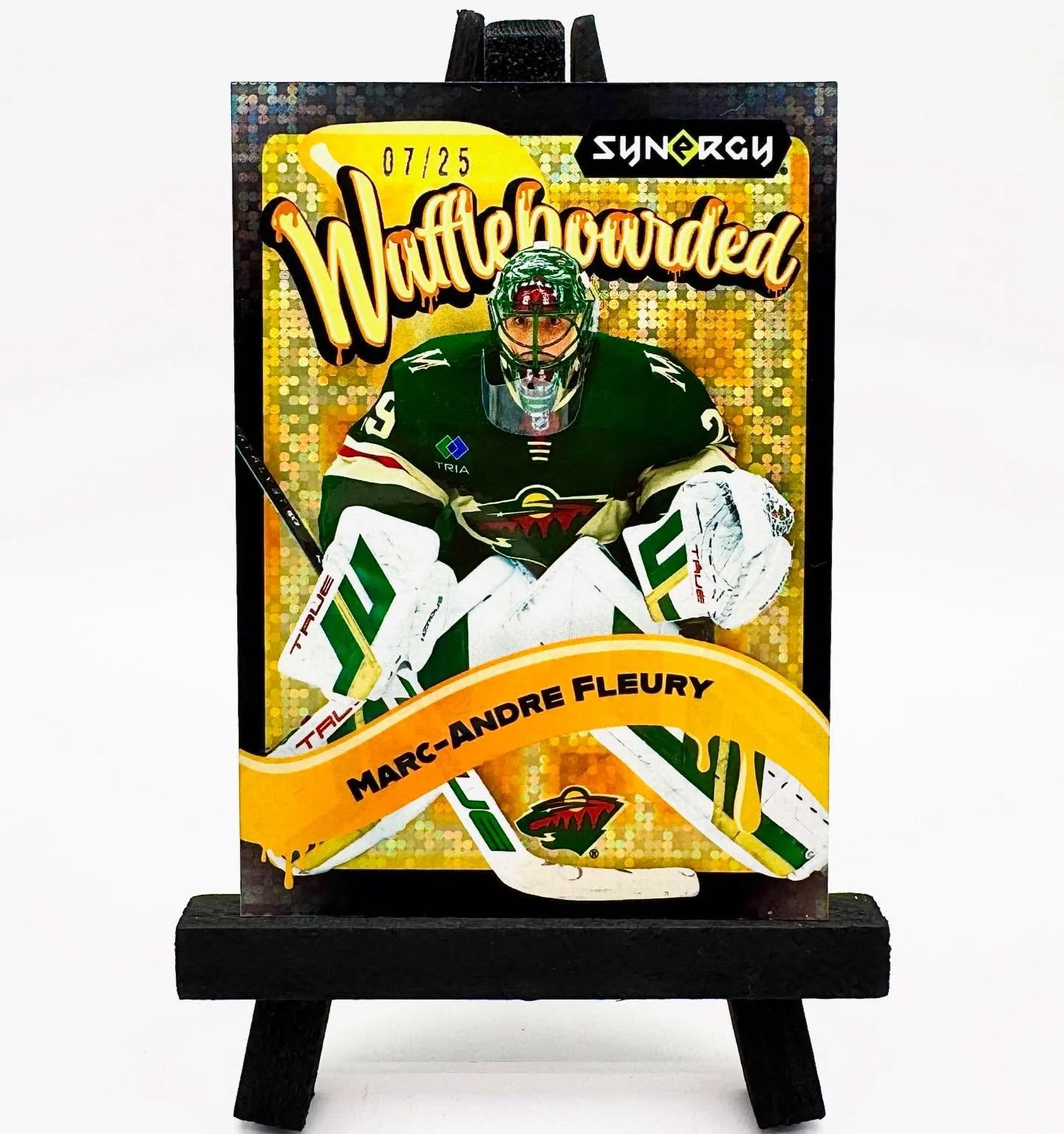 2024-25 Waffleboarded Marc-Andre Fleury Gold /25

This new addition to the Fleury collection is a parallel I&rsquo;ve been chasing since this product released! Despite being /25, it&rsquo;s quite surprising how long a copy of this took to surface. 

