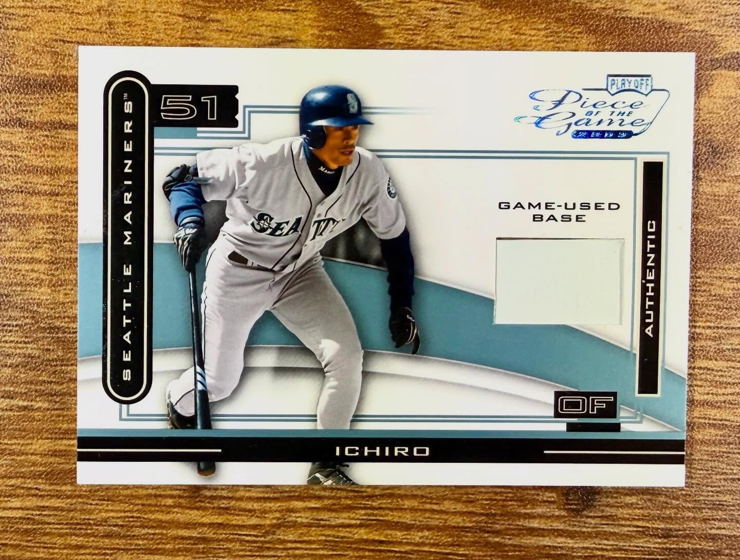 2003 playoff piece of the game platinum Ichiro /25. Man I still love the run Playoff/Absolute had in the early 2000s. Great designs with a unique vibe that stood out. You really could look at a card from that era and tell if it was their brand. #ichi