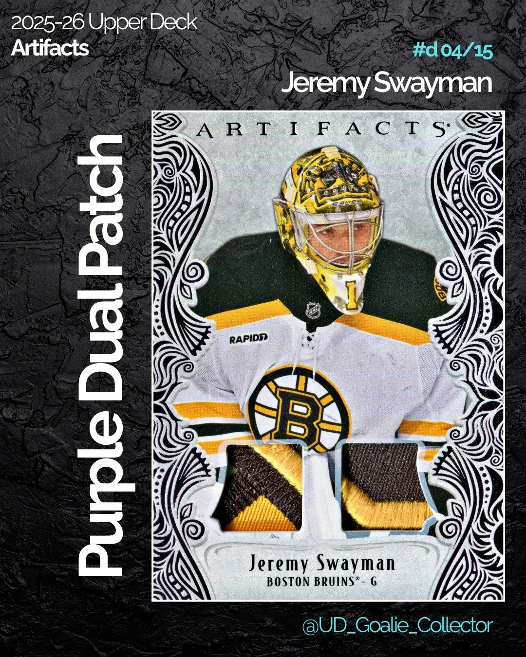 Check out this sweet patch I traded for! Don't forget, there's some juicy info on the second slide 😎. I hope you all have a wonderful weekend and a Happy Easter ✝️ 🐇

#jeremyswayman #upperdeckartifacts #goaliecollector