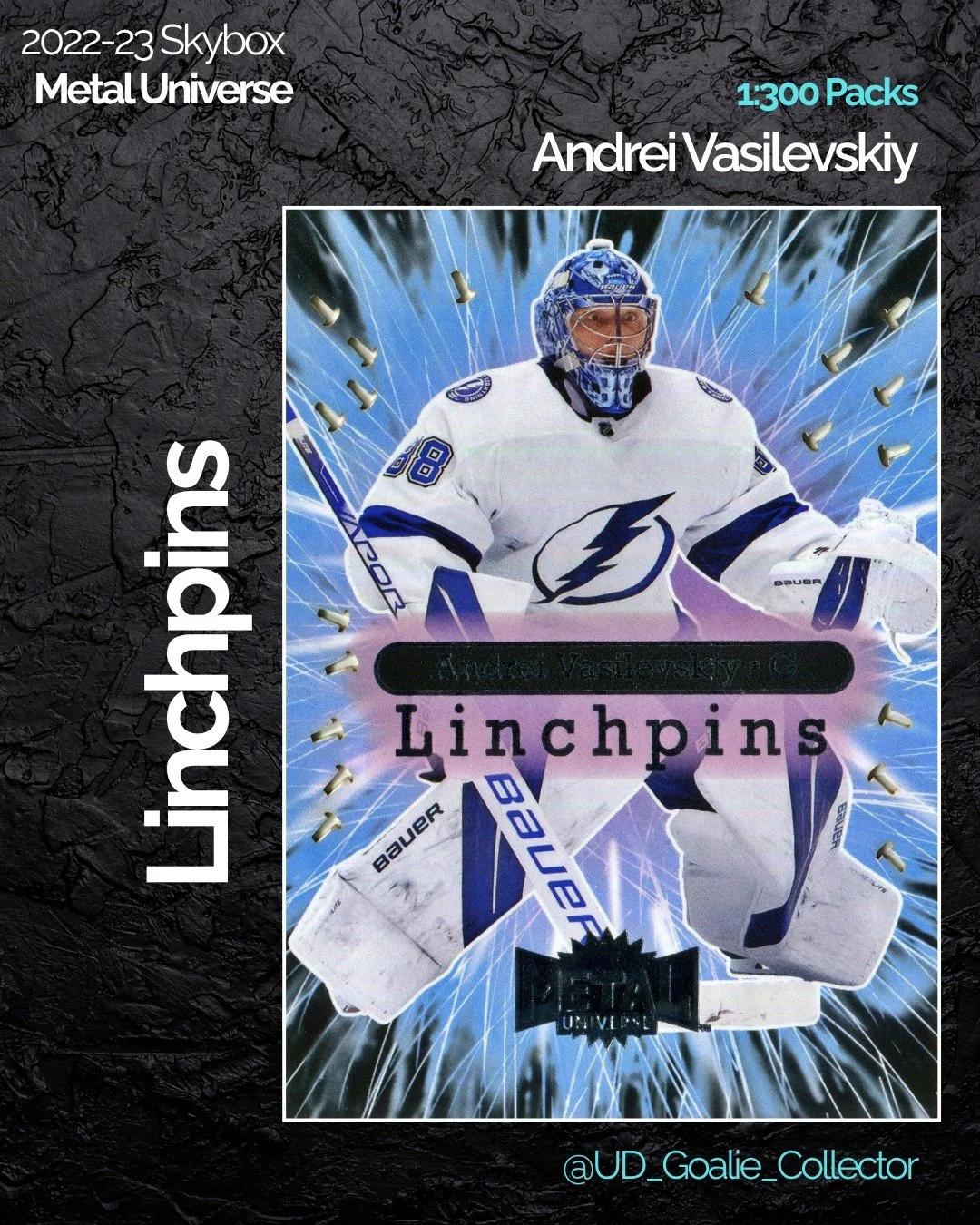 Sometimes we bring back sick inserts &amp; it works perfectly! This is one of those examples. What is a Metal Universe insert you'd like to see make it's way back to Hockey? 

#andreivasilevskiy #metaluniversehockey #goaliecollector