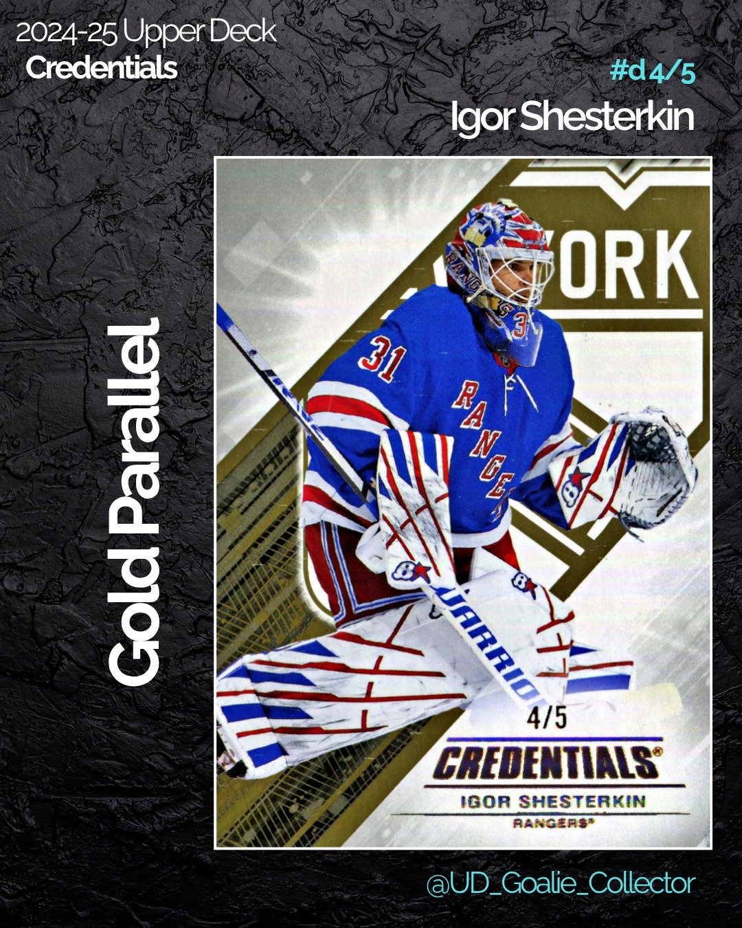 They might have had a really rough season, but Shesterkin remains one of the elite goaltenders in the NHL!

#upperdeckcredentials #igorshesterkin #goaliecollector
