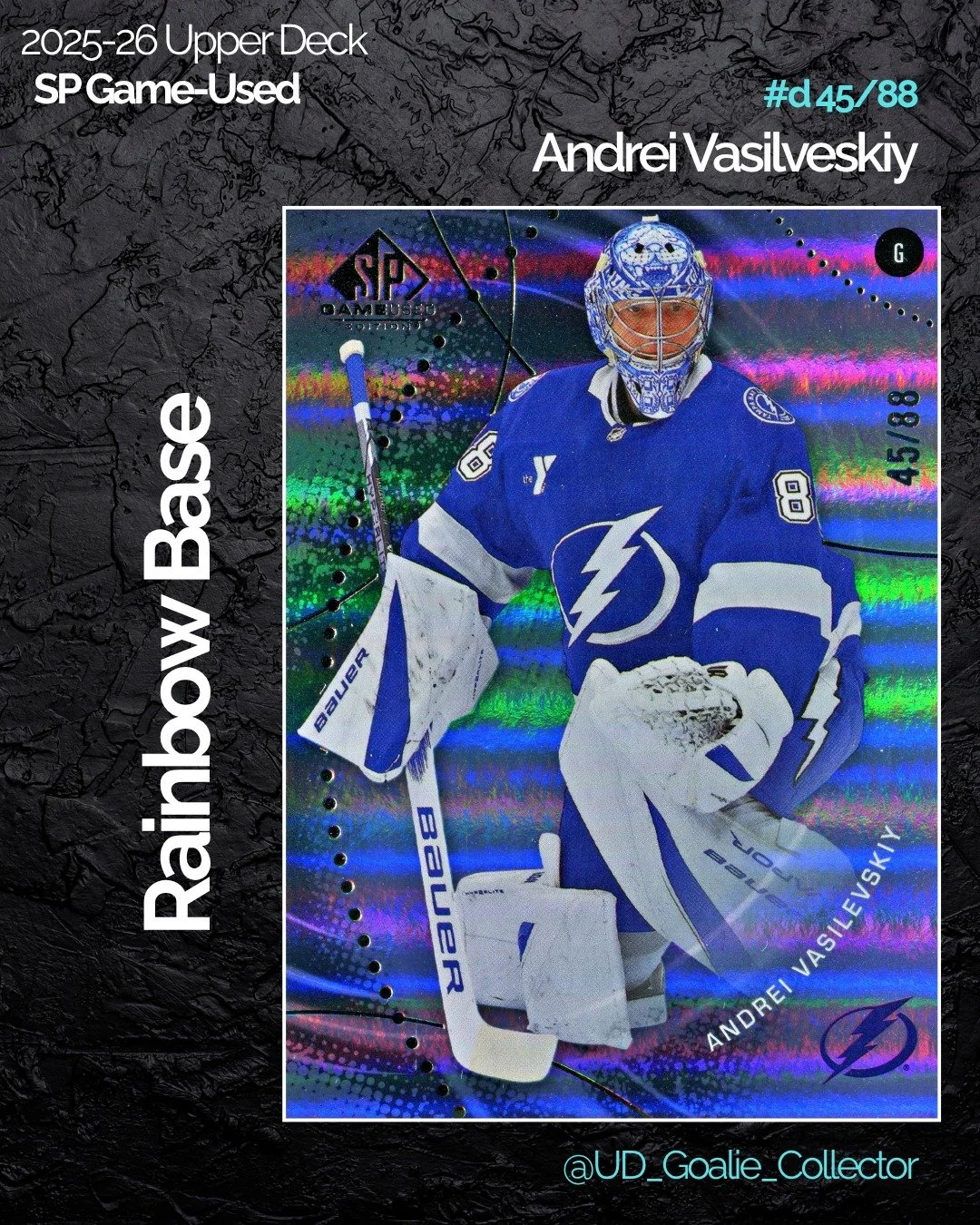 Welcome to the 2026 NHL Playoffs! Check out the second page that I'm testing for the playoffs!

#andreivasilevskiy #spgameused #goaliecollector