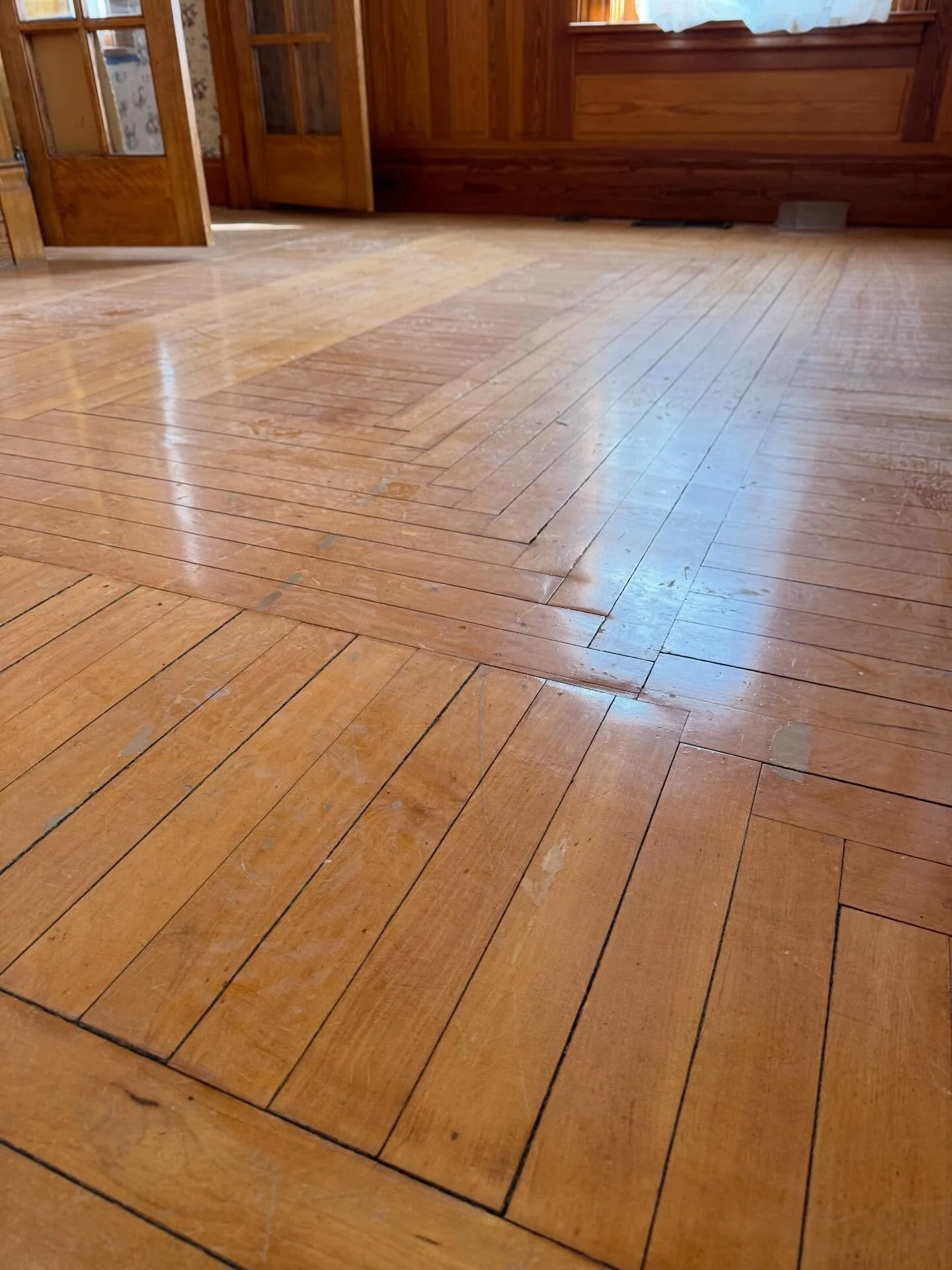 Not too often you see turn of the century homes at 125 years old with original materials .old maple still testing time and holding up , shows why hardwood floors are the most renewable feature of your home. Unfortunately the abuse from what it looks 