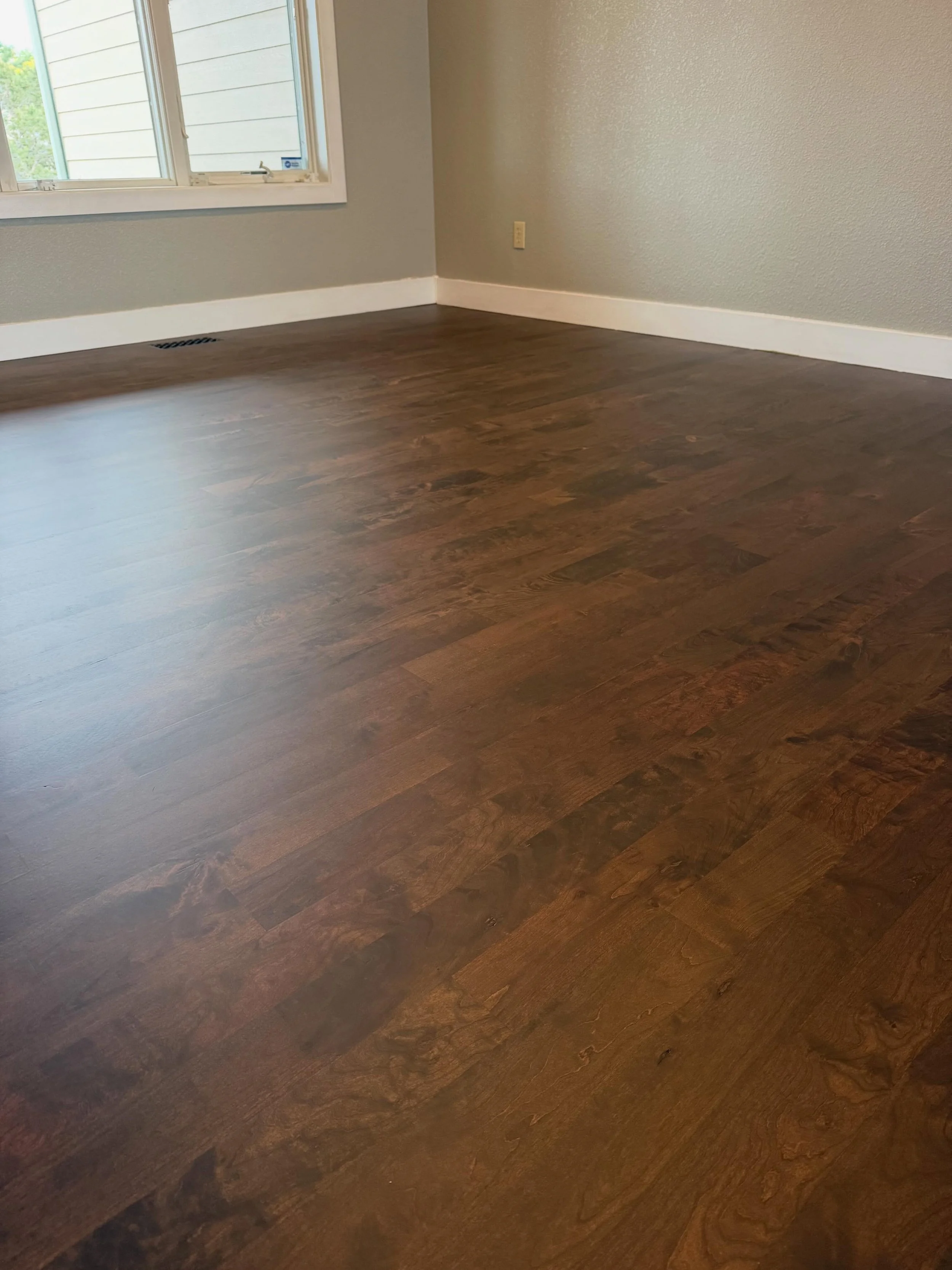 American cherry stained Jacobean @lobawakolnorthamerica with @topstepvents is the cherry on top 😬- One of a kind floor with some great clients . #elevatedhardwoodfloors #hardwoodfloors #cherryfloors #design #remodel