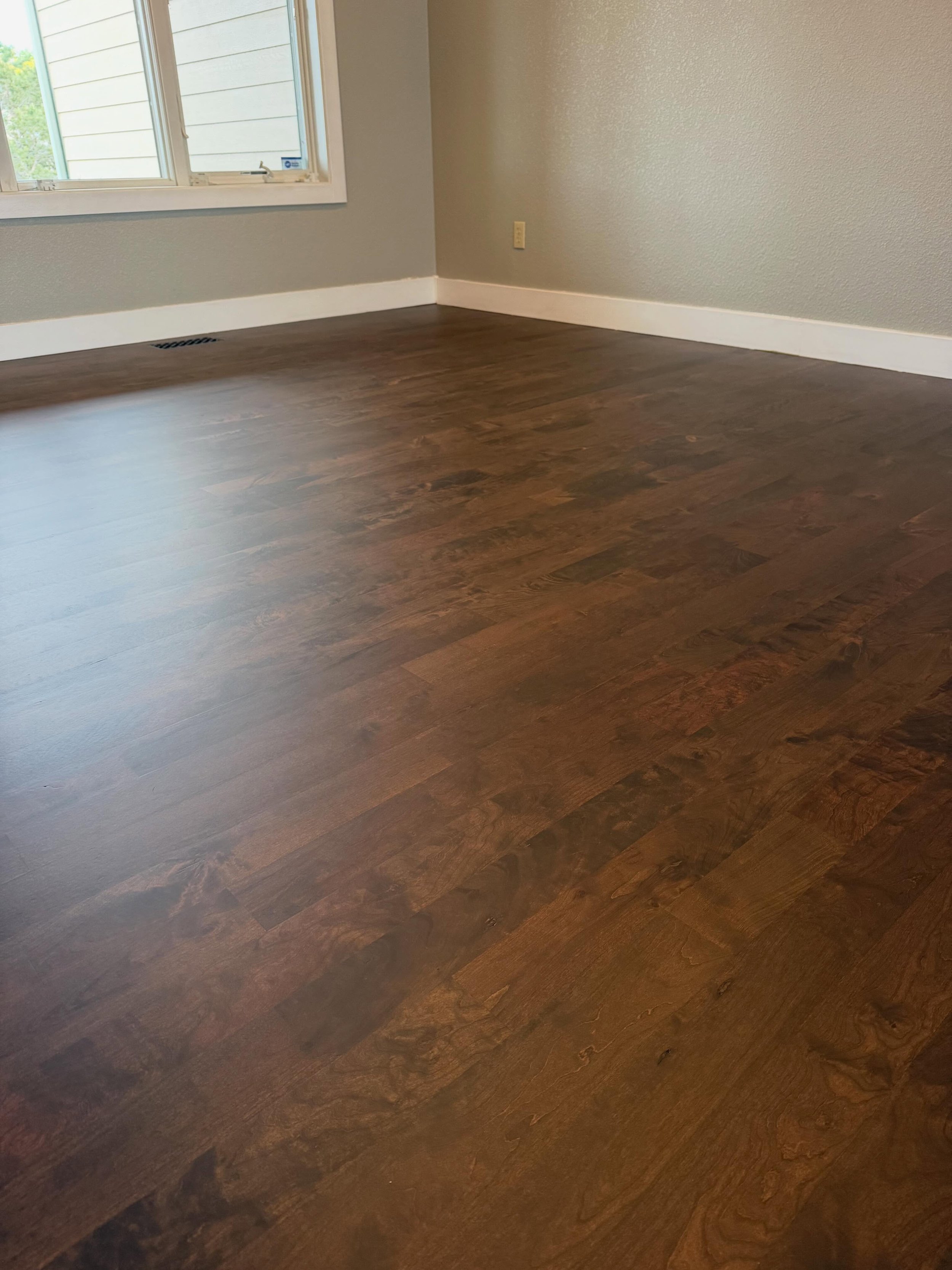American cherry stained Jacobean @lobawakolnorthamerica with @topstepvents is the cherry on top 😬- One of a kind floor with some great clients . #elevatedhardwoodfloors #hardwoodfloors #cherryfloors #design #remodel