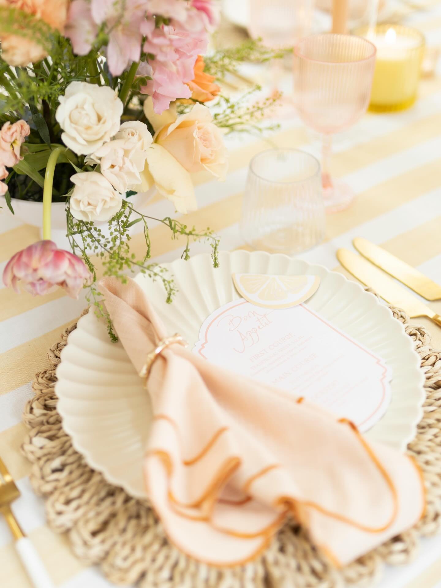 The sweetest details 🍋 We loved this summery color palette by @esl_eventplanning featuring our Vendela Dinner Plate and Berlin Flatware in ivory.

For bookings, email info@finery-studio.com or visit our www.finery-studio.com to submit your wishlist.