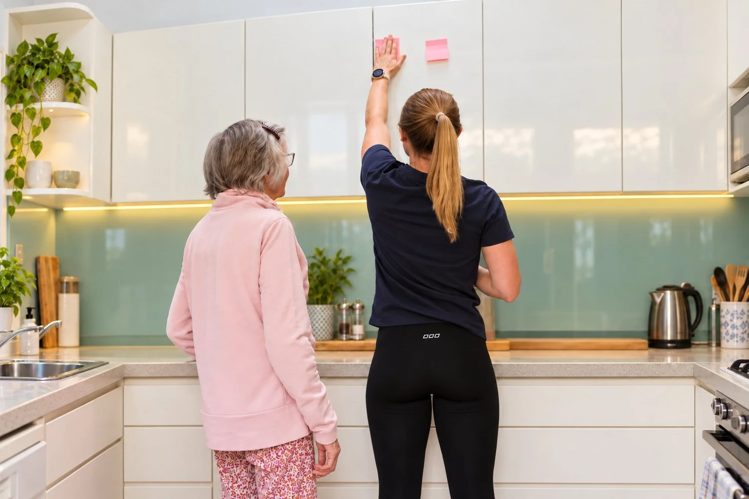 Client practising at home with her therapist’s guidance