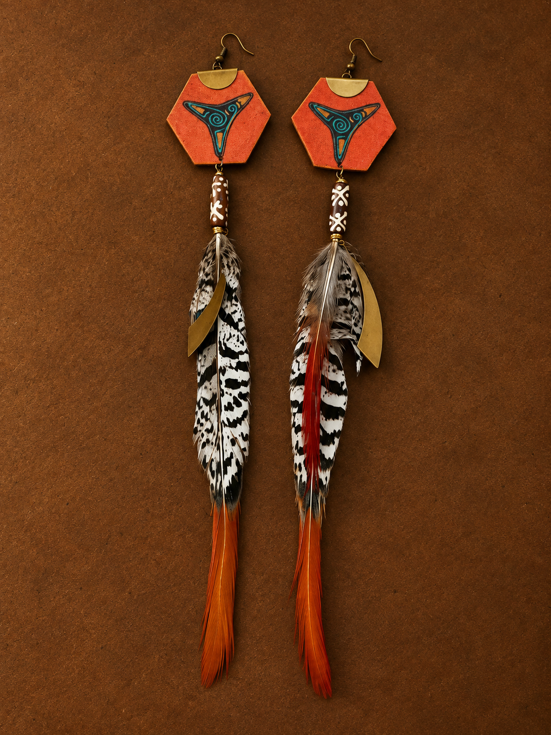 Taíno-Inspired Feather Talisman Earrings