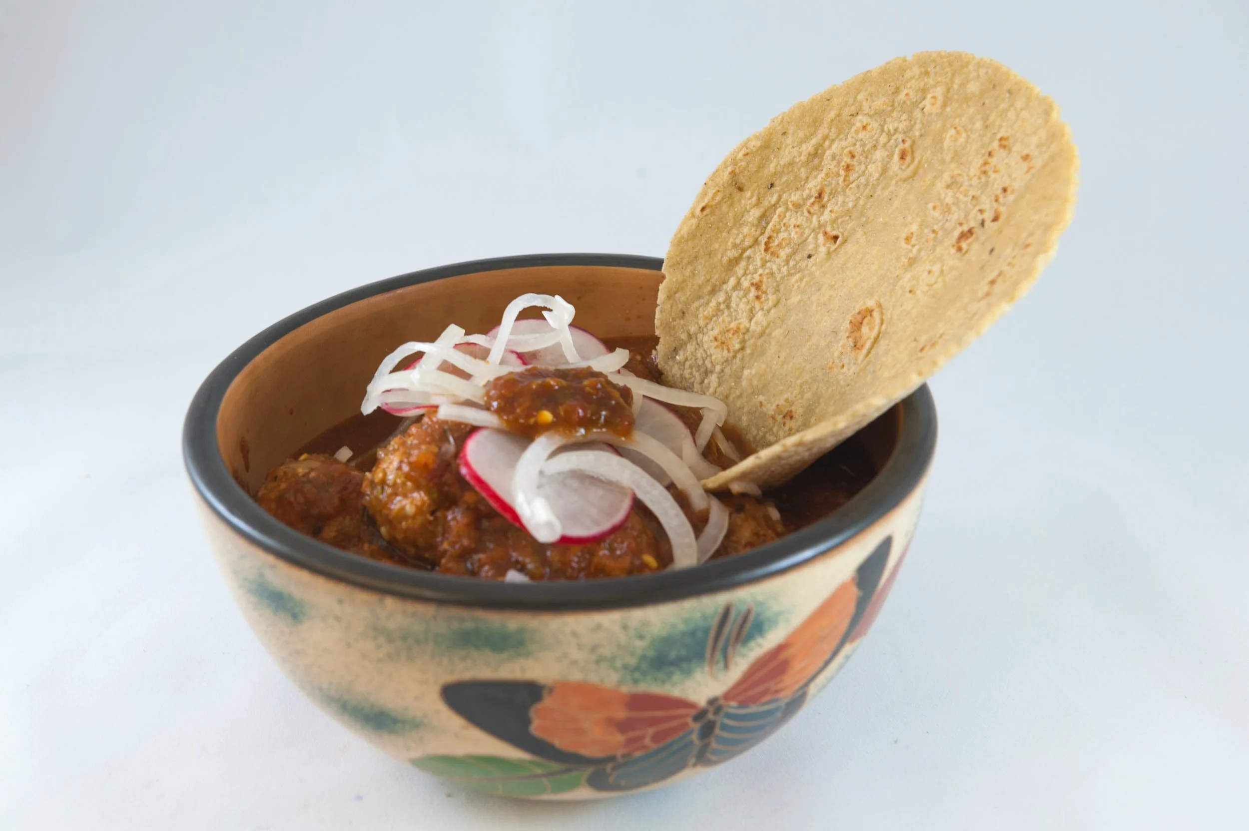 Recipe for Albondigas (Meatballs) in Roasted Fire, La Clásica Chipotle, Chile Verde, Little Red Hot, or Big Red Hot Salsa