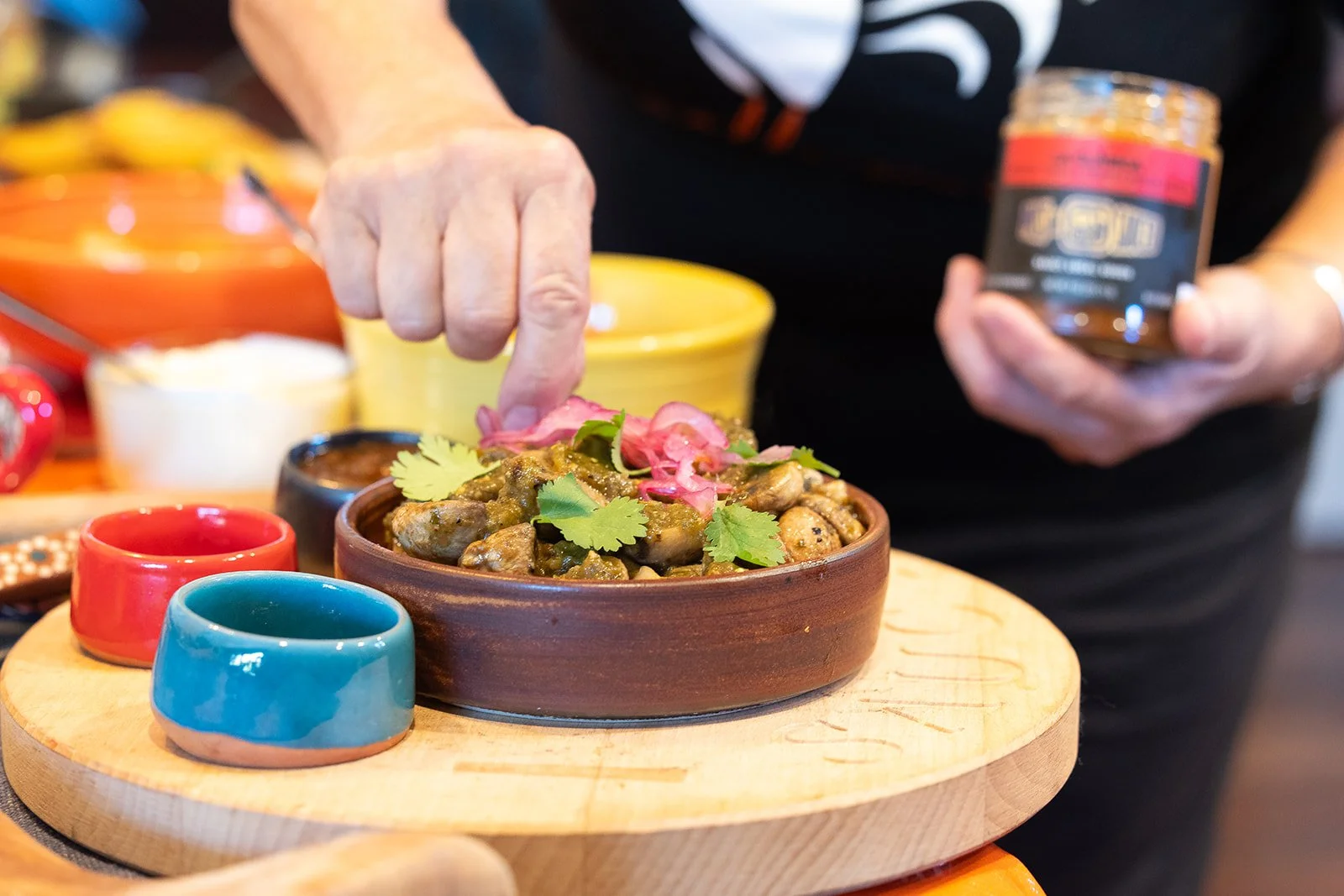 Sauteed mushrooms in Chile Verde Sauce