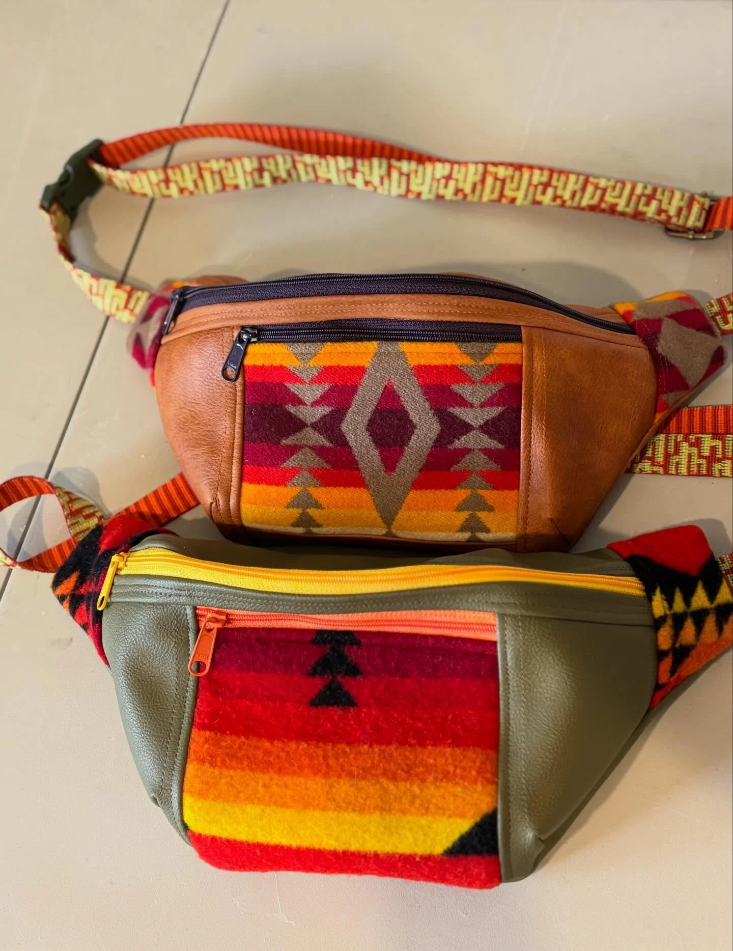 Fresh off the sewing table ✂️

Two one-of-a-kind fanny packs, stitched up with rich Pendleton wool accents and grounded with soft faux leather. A little rugged, a little refined&mdash;made to wander from town to trail.

These ones were made special f
