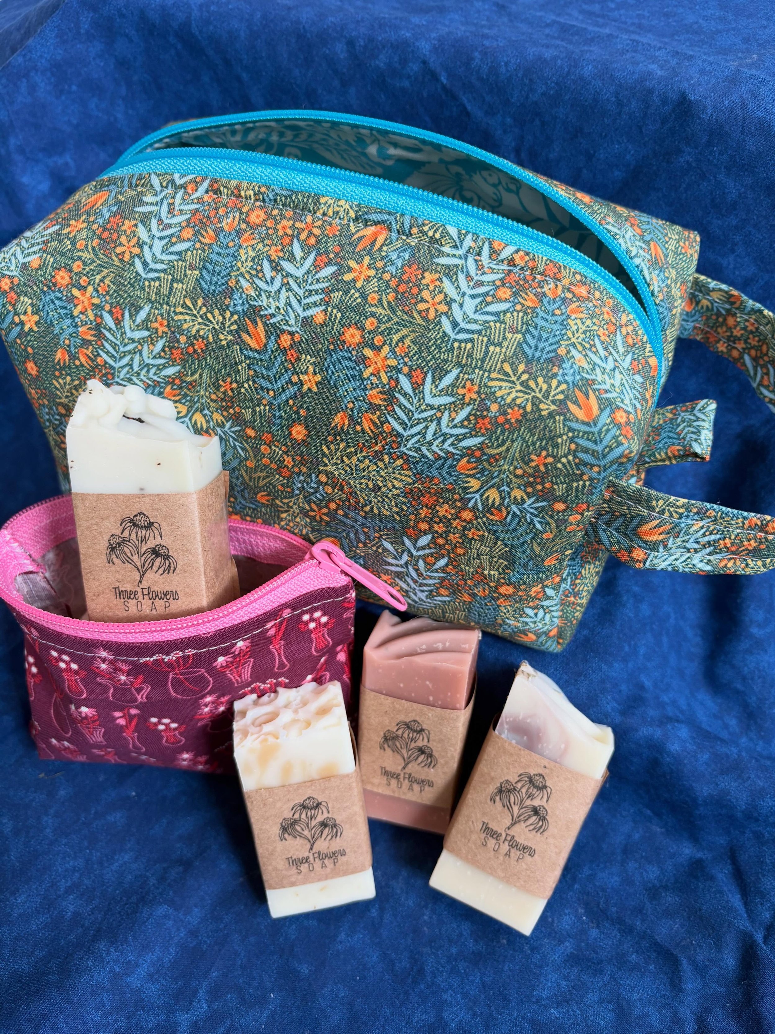 Still looking for a Mother&rsquo;s Day gift? Or maybe a little something for yourself? 🌷

These handmade travel sets are a collaboration with @three_flowers_soaps and include a toiletry bag, a water-resistant soap travel bag, and 4 travel soaps &mda