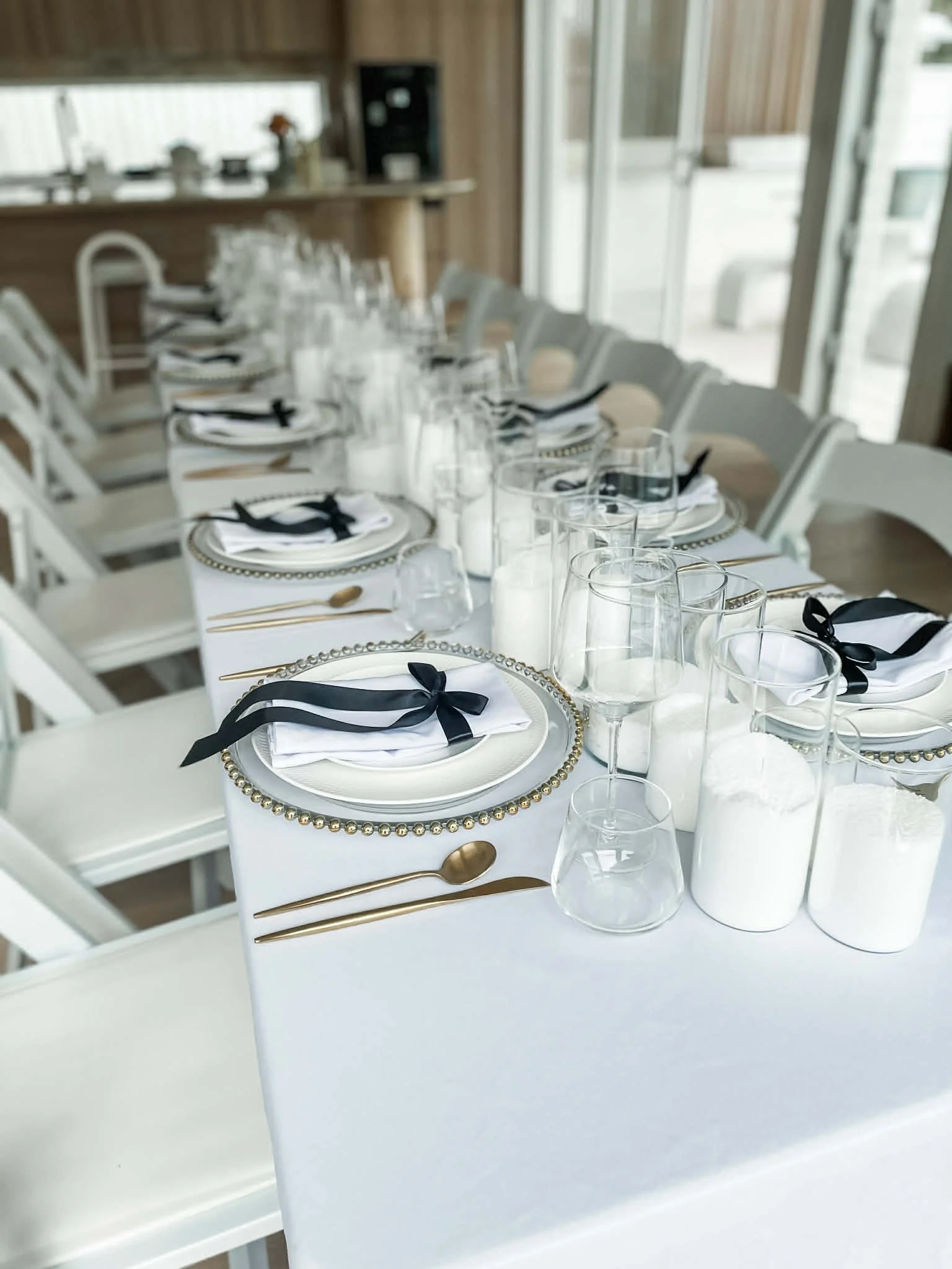 Custom Black and White Elopement Tablescape