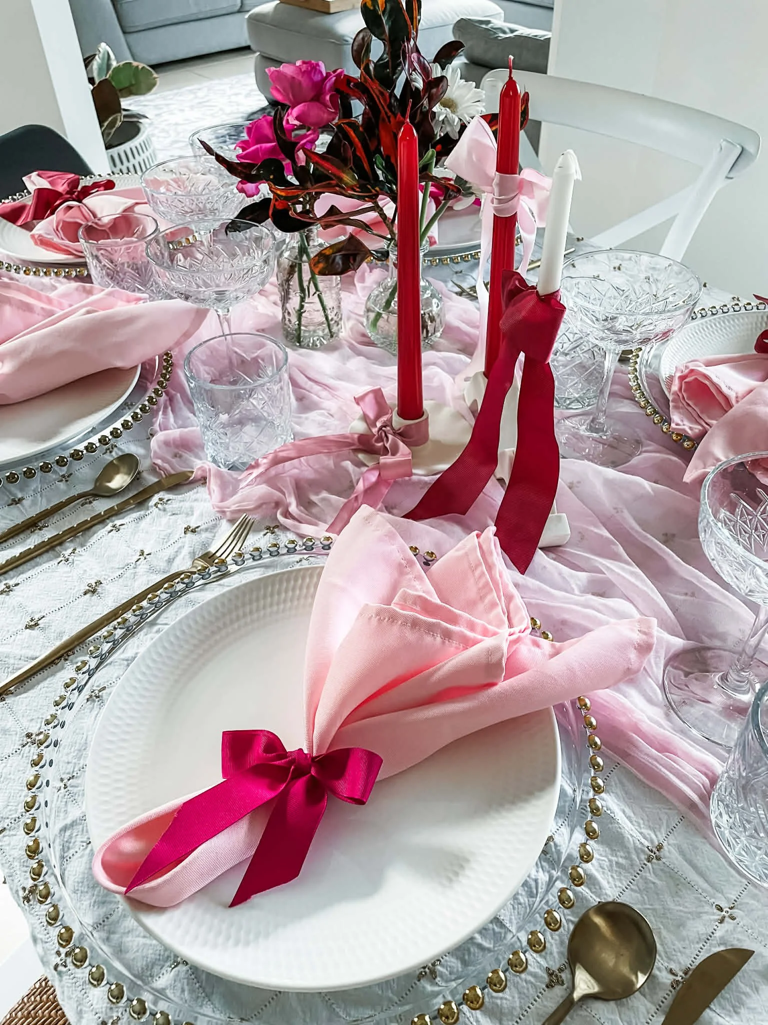 Custom Pink and Red Galantine's Day Tablescape
